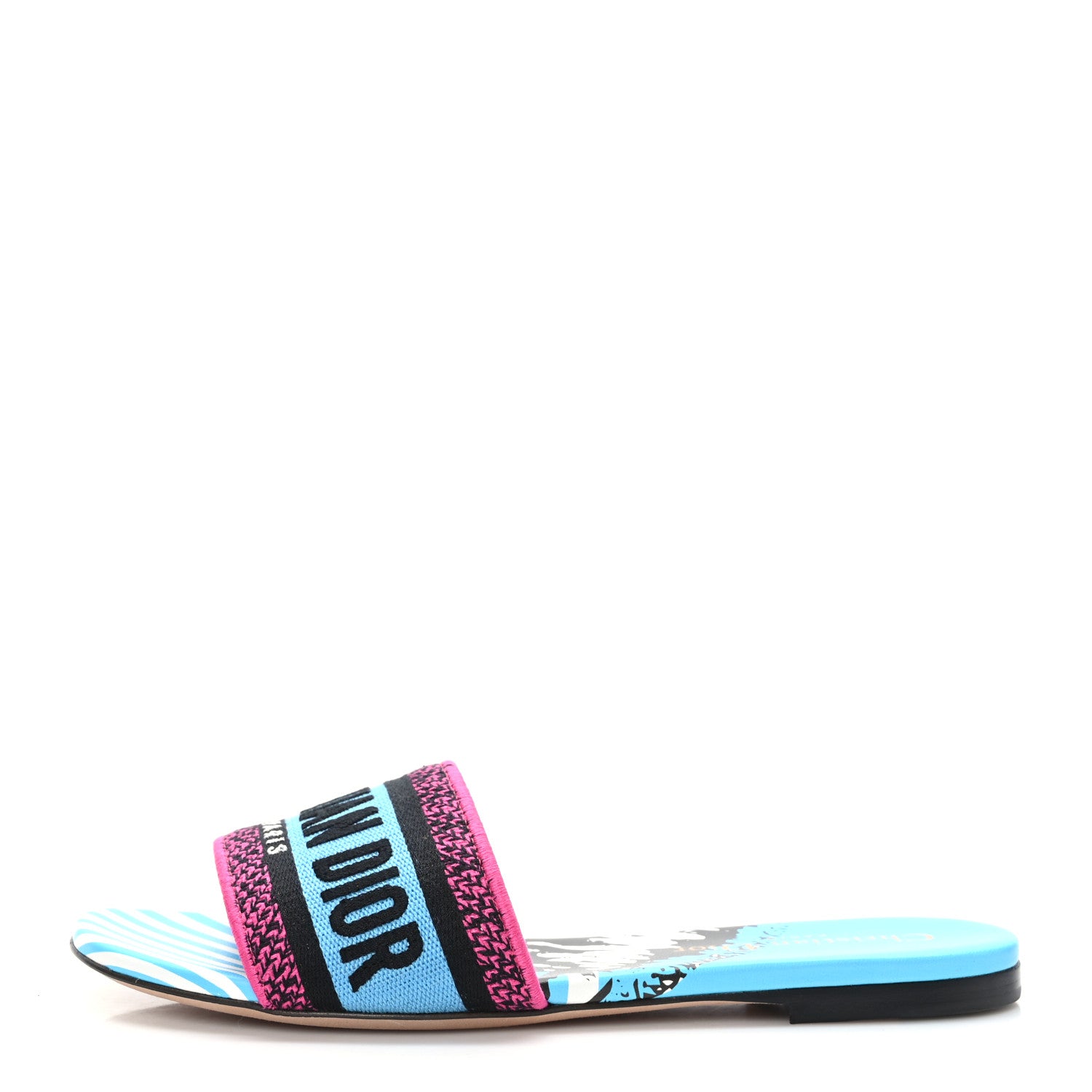 Dior Canvas D-Jungle Pop Embroidered Dway Flats 36