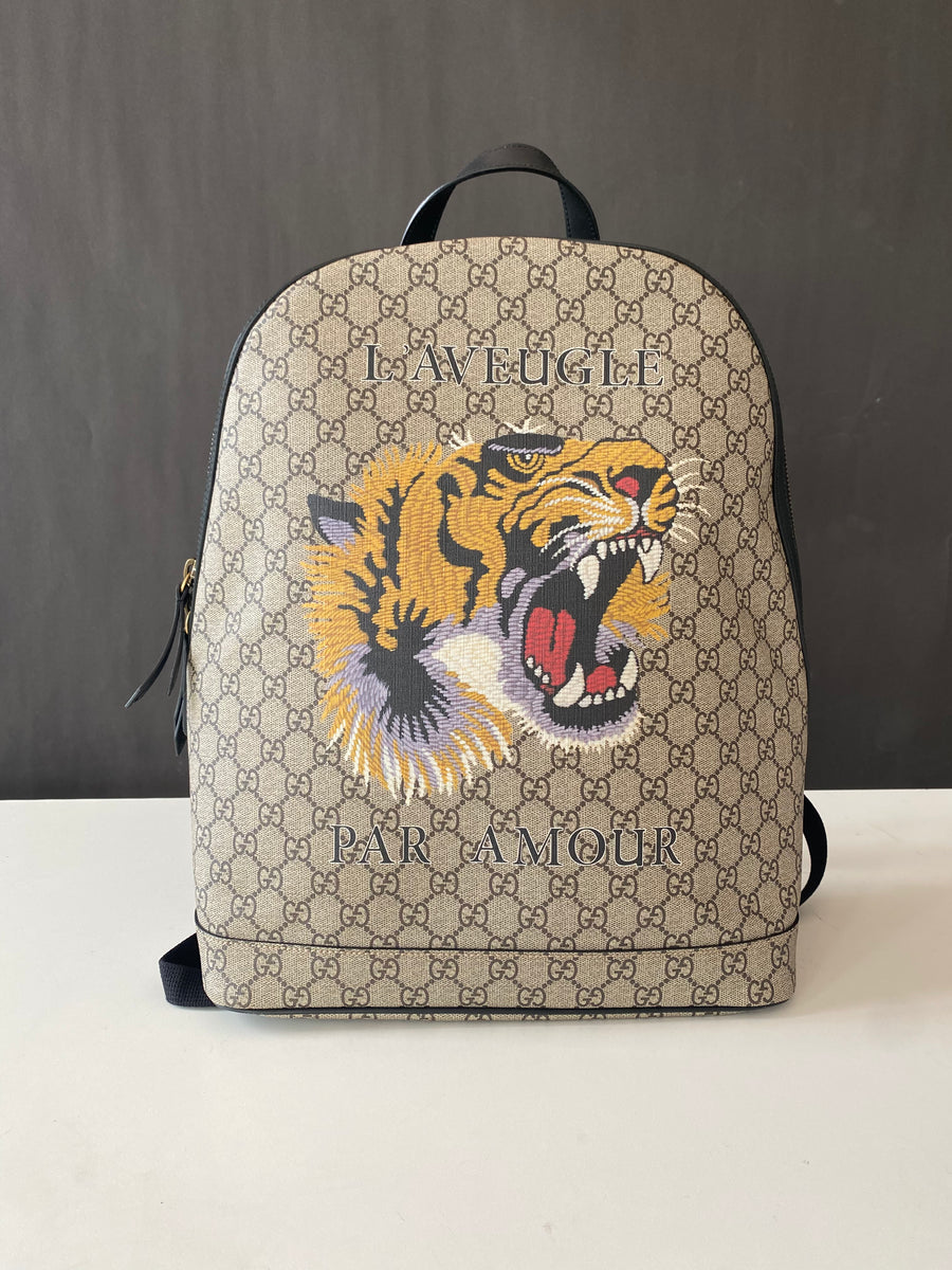 GUCCI Supreme Monogram L Aveugle Par Amour Backpack