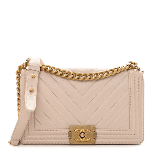 Chanel Boy Chevron Caviar Old Medium