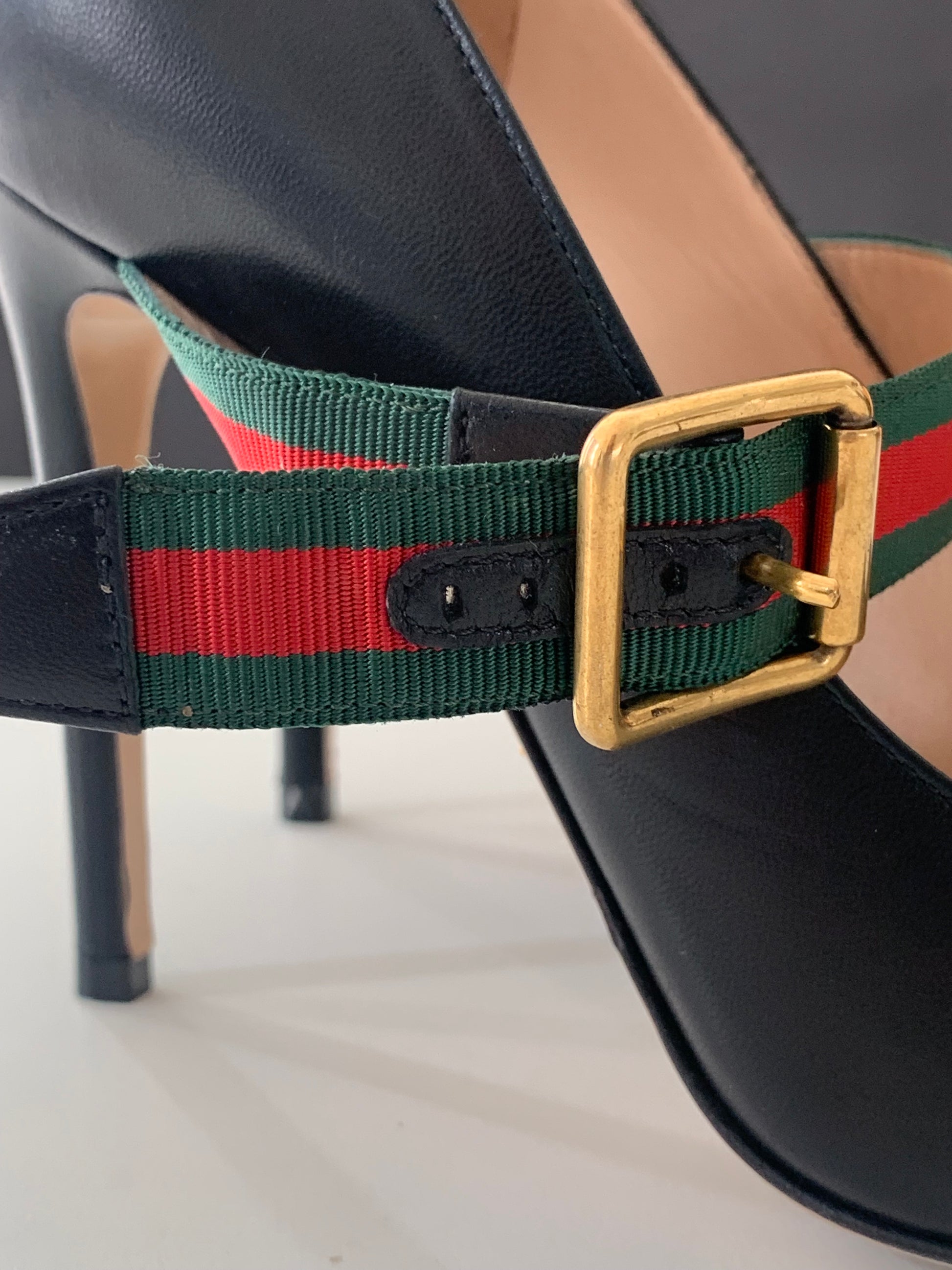 Gucci Malaga Kid Sylvie High Heel Pumps 37