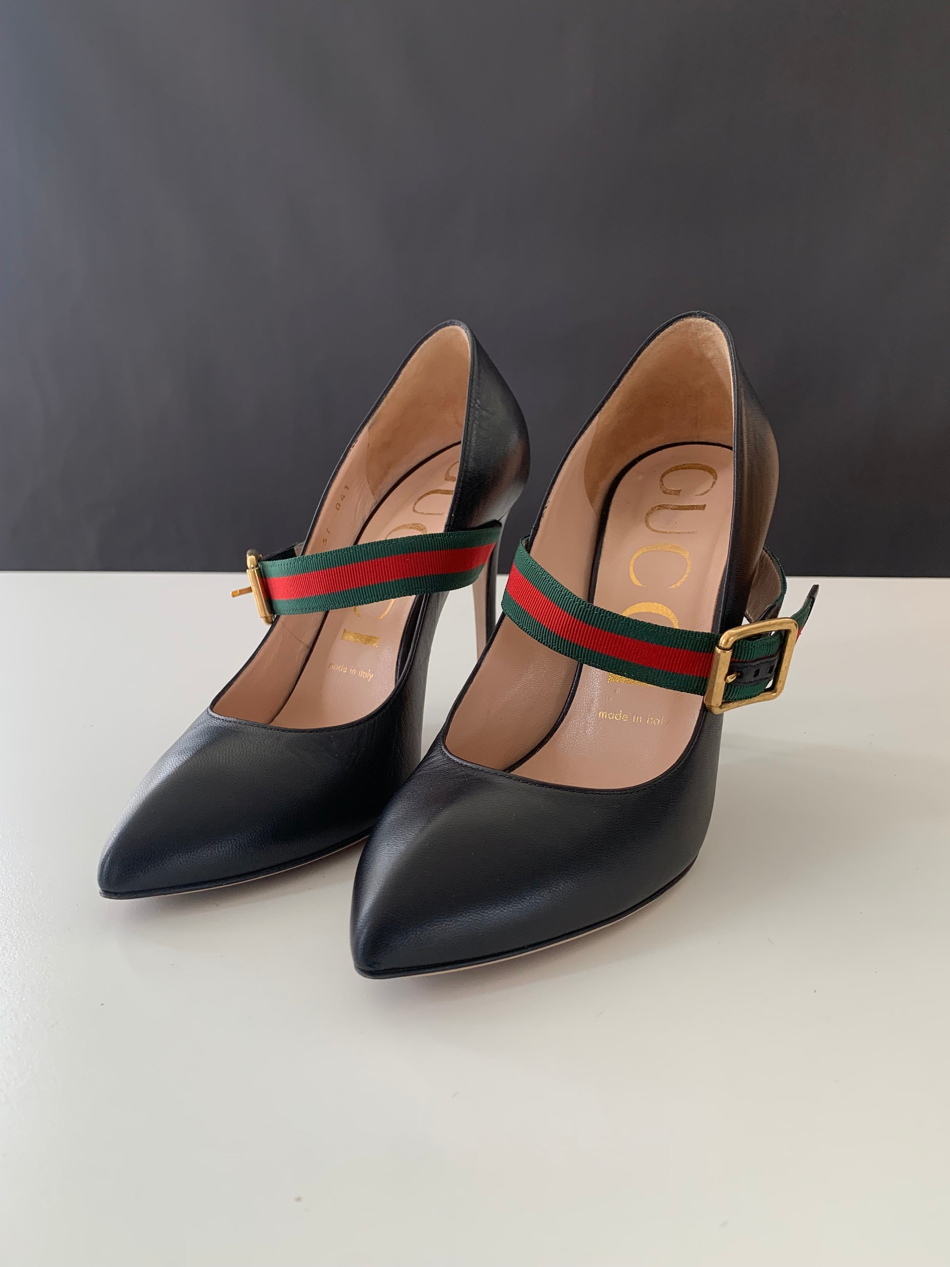 Gucci Malaga Kid Sylvie High Heel Pumps 37