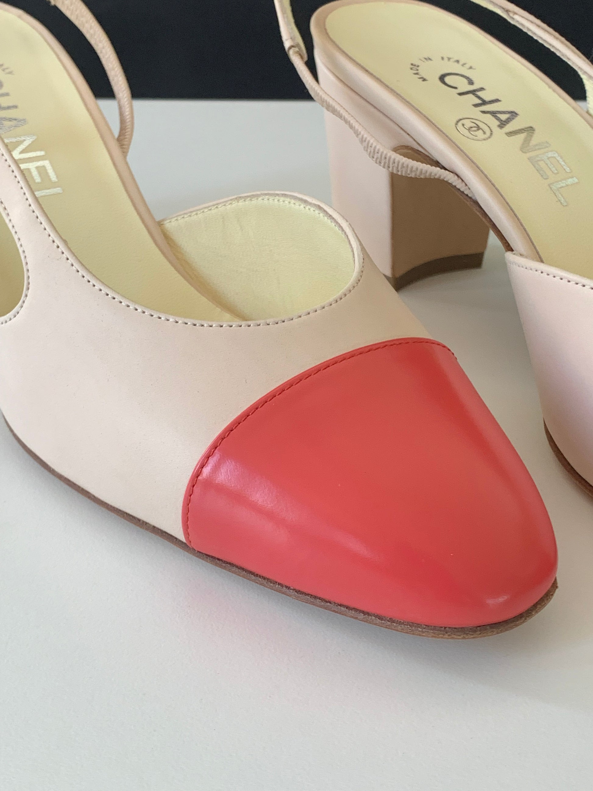 Chanel Cap Toe Slingback Pumps 38