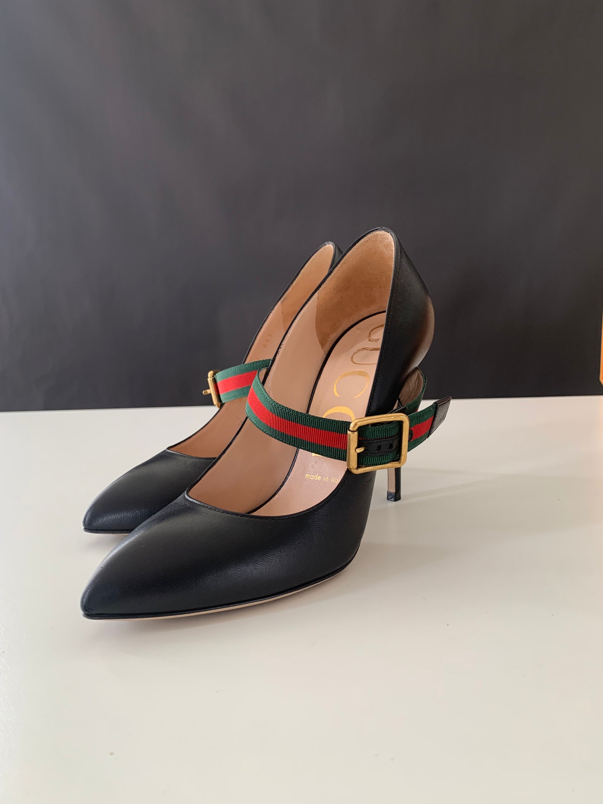 Gucci Malaga Kid Sylvie High Heel Pumps 37