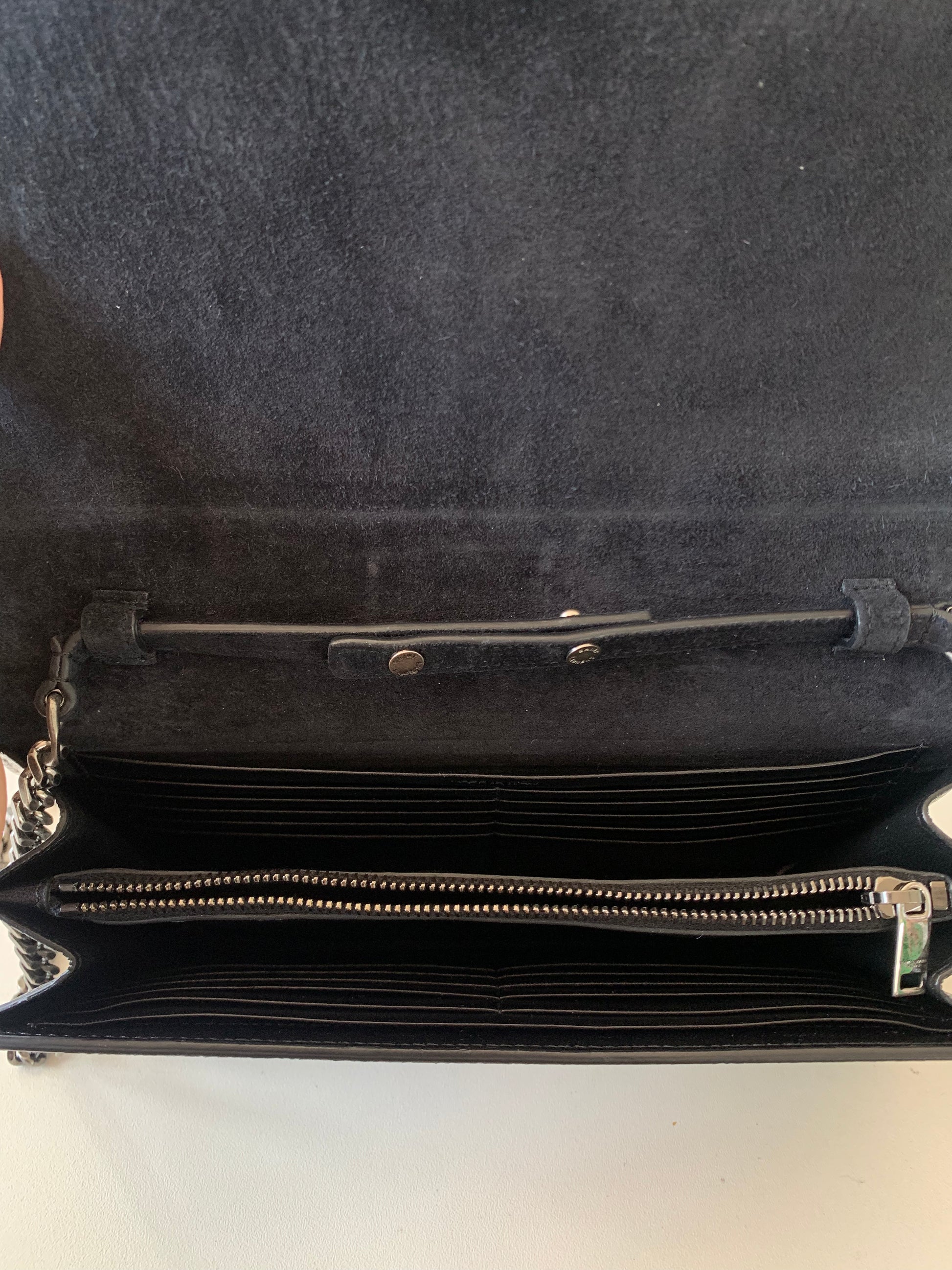 Saint Laurent Kate Wallet on Chain Metallic