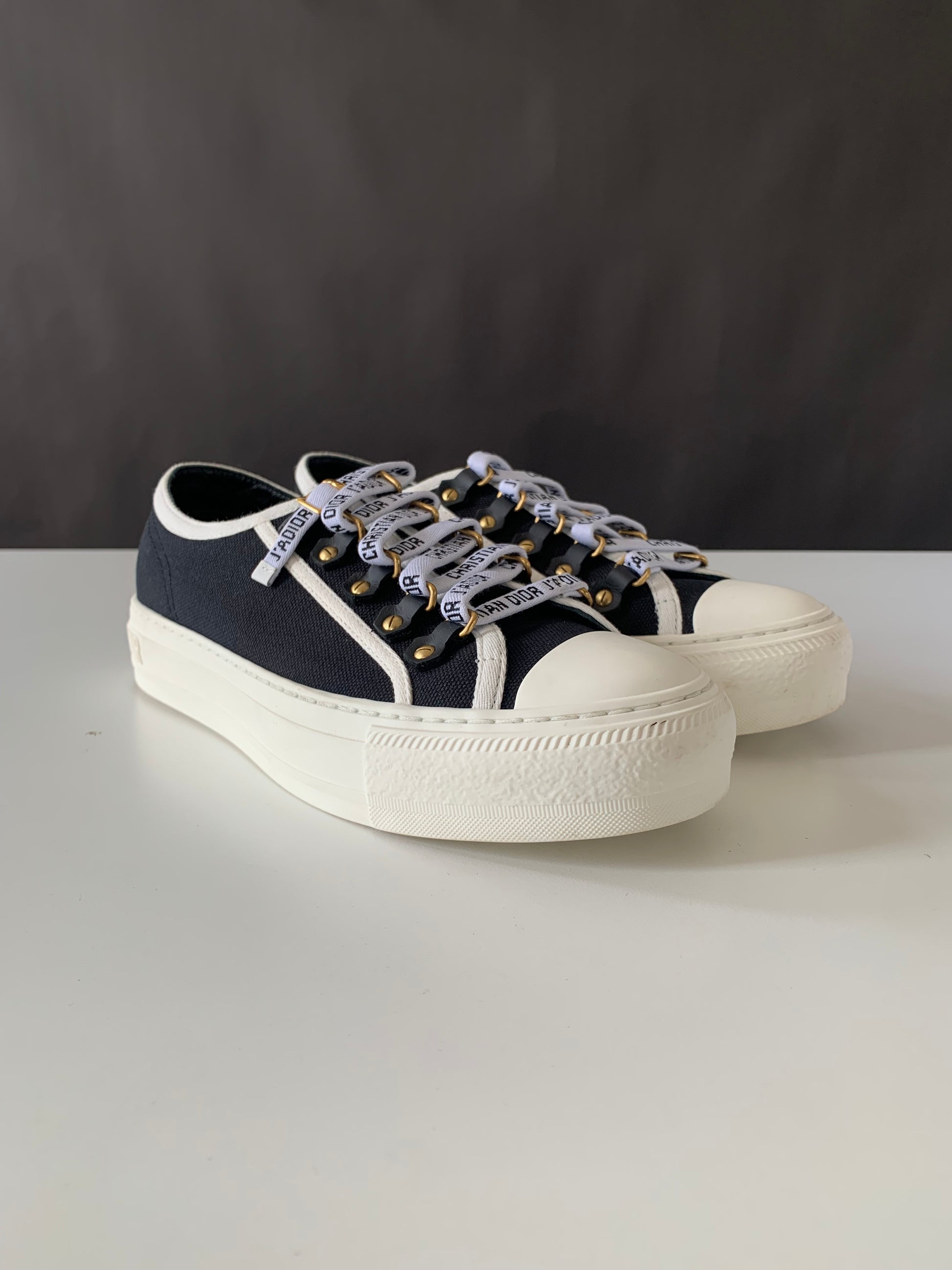 Dior Canvas Dot Walk'N'Dior Low Top Sneakers 36