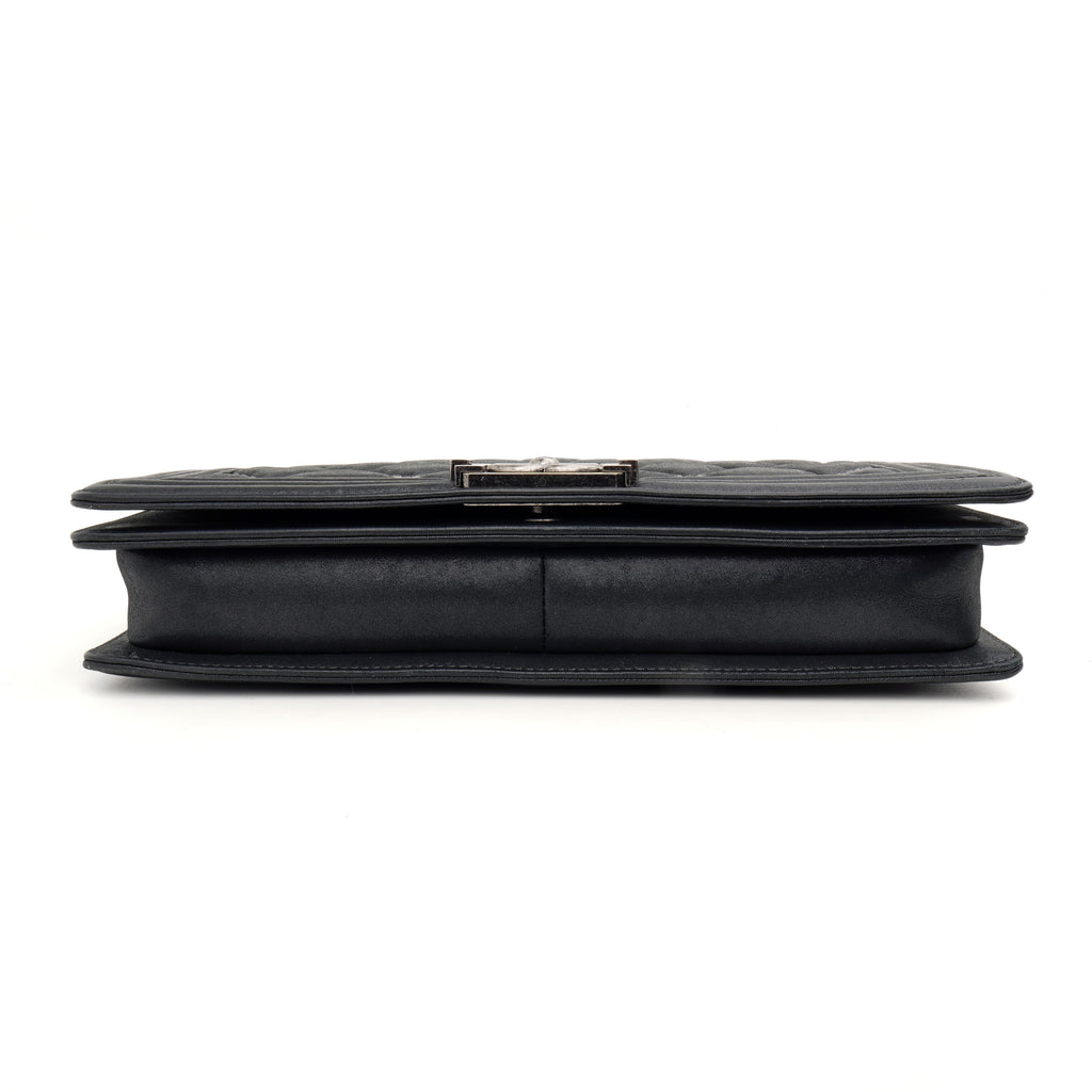 Chanel Boy Clutch with Chain Embellished Double Stitched Gray