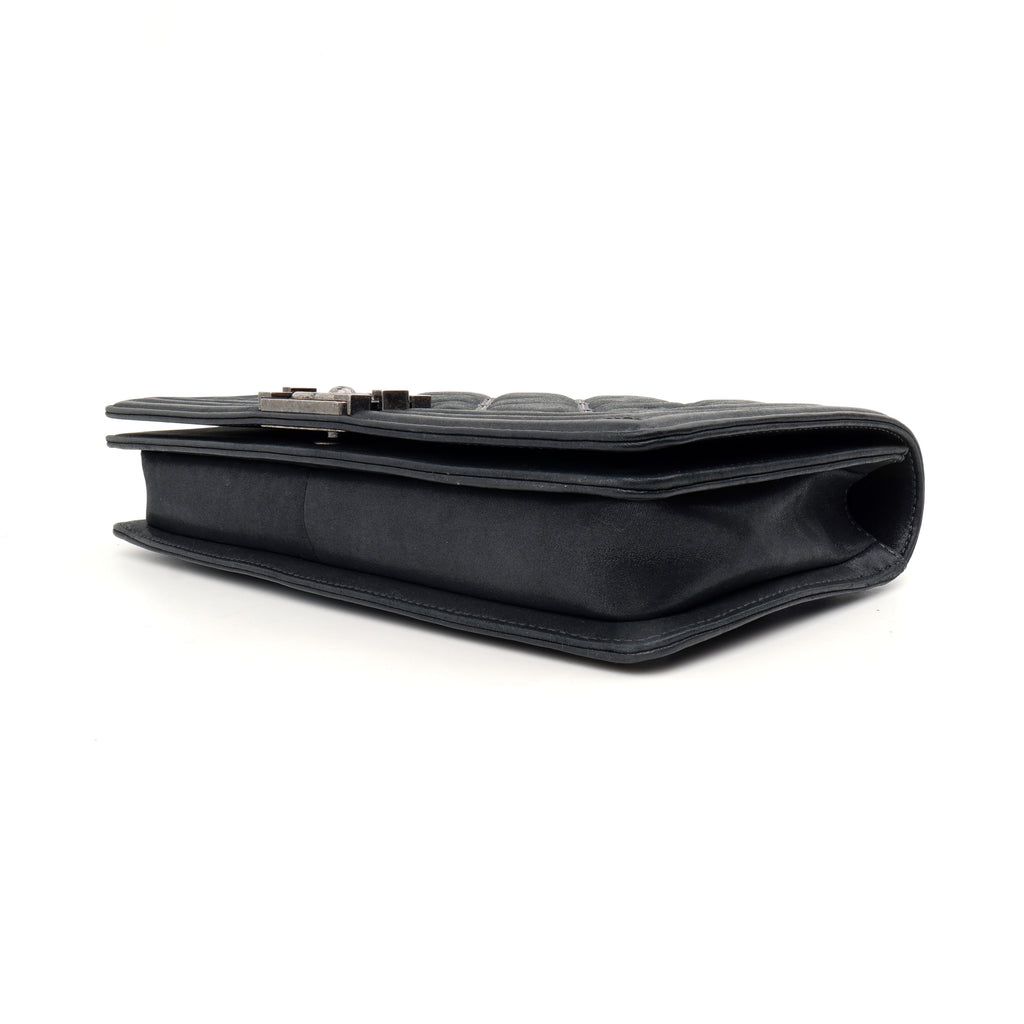 Chanel Boy Clutch with Chain Embellished Double Stitched Gray