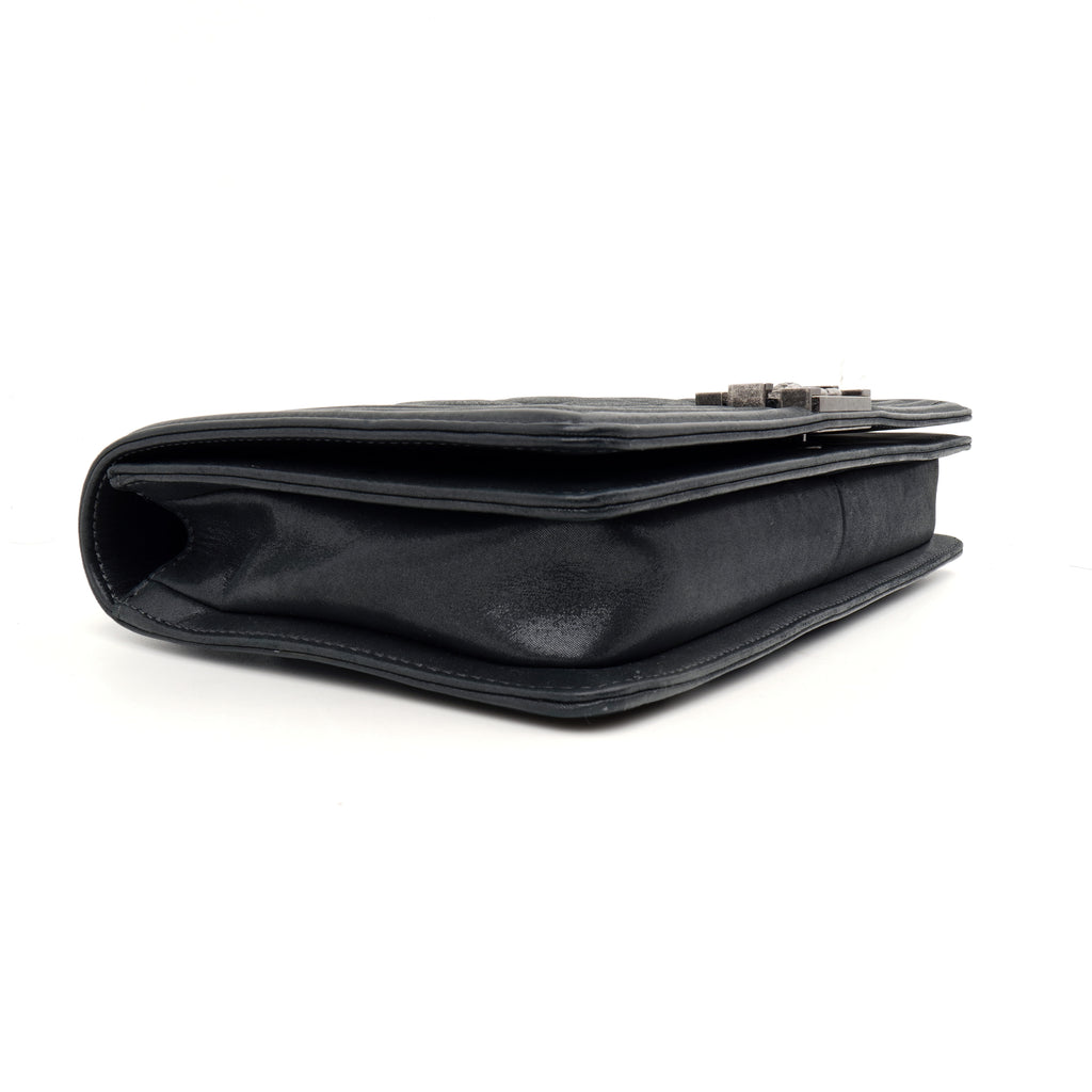 Chanel Boy Clutch with Chain Embellished Double Stitched Gray