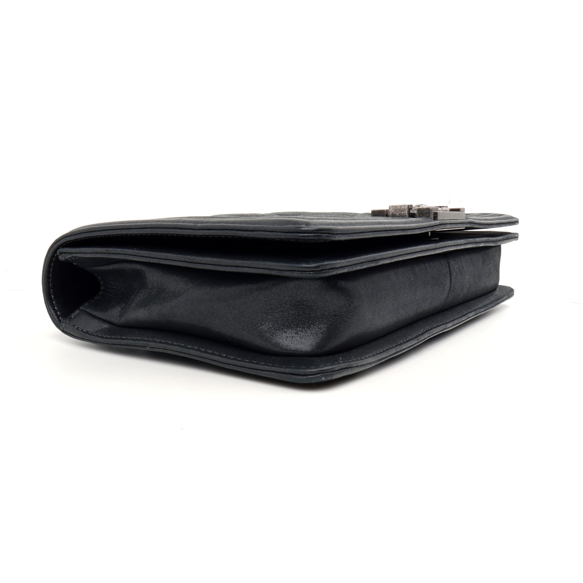 Chanel Boy Clutch with Chain Embellished Double Stitched Gray