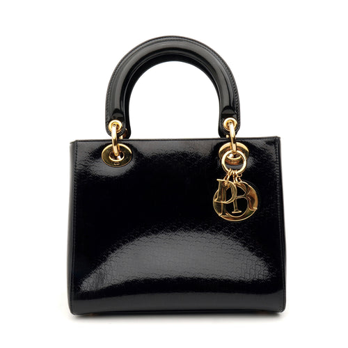 Lady Dior Medium Debossed Monogram Patent