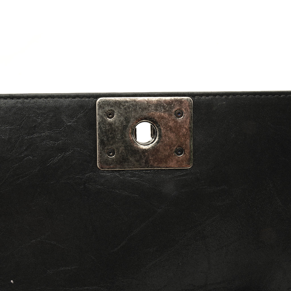 Chanel Boy Clutch with Chain Embellished Double Stitched Gray