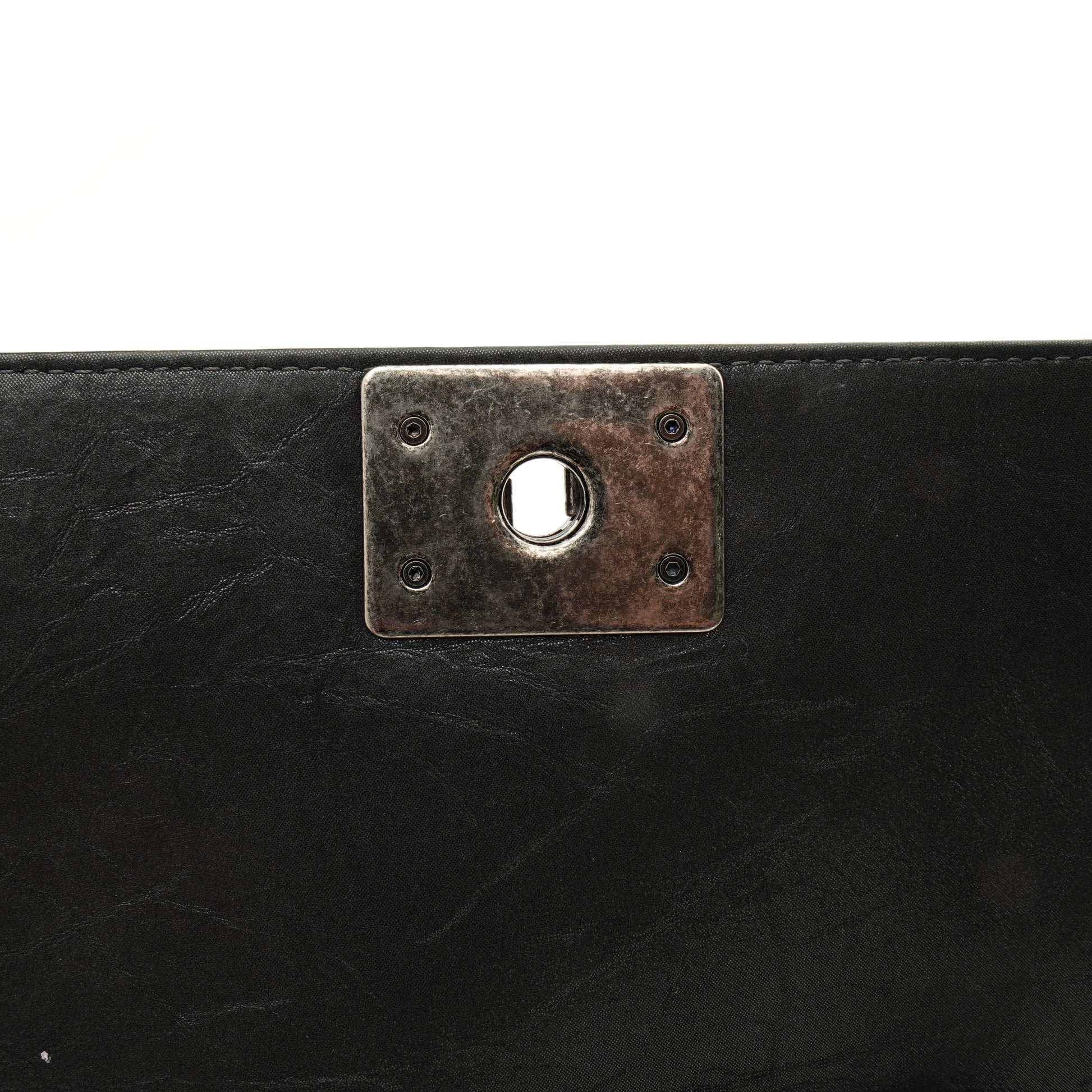 Chanel Boy Clutch with Chain Embellished Double Stitched Gray