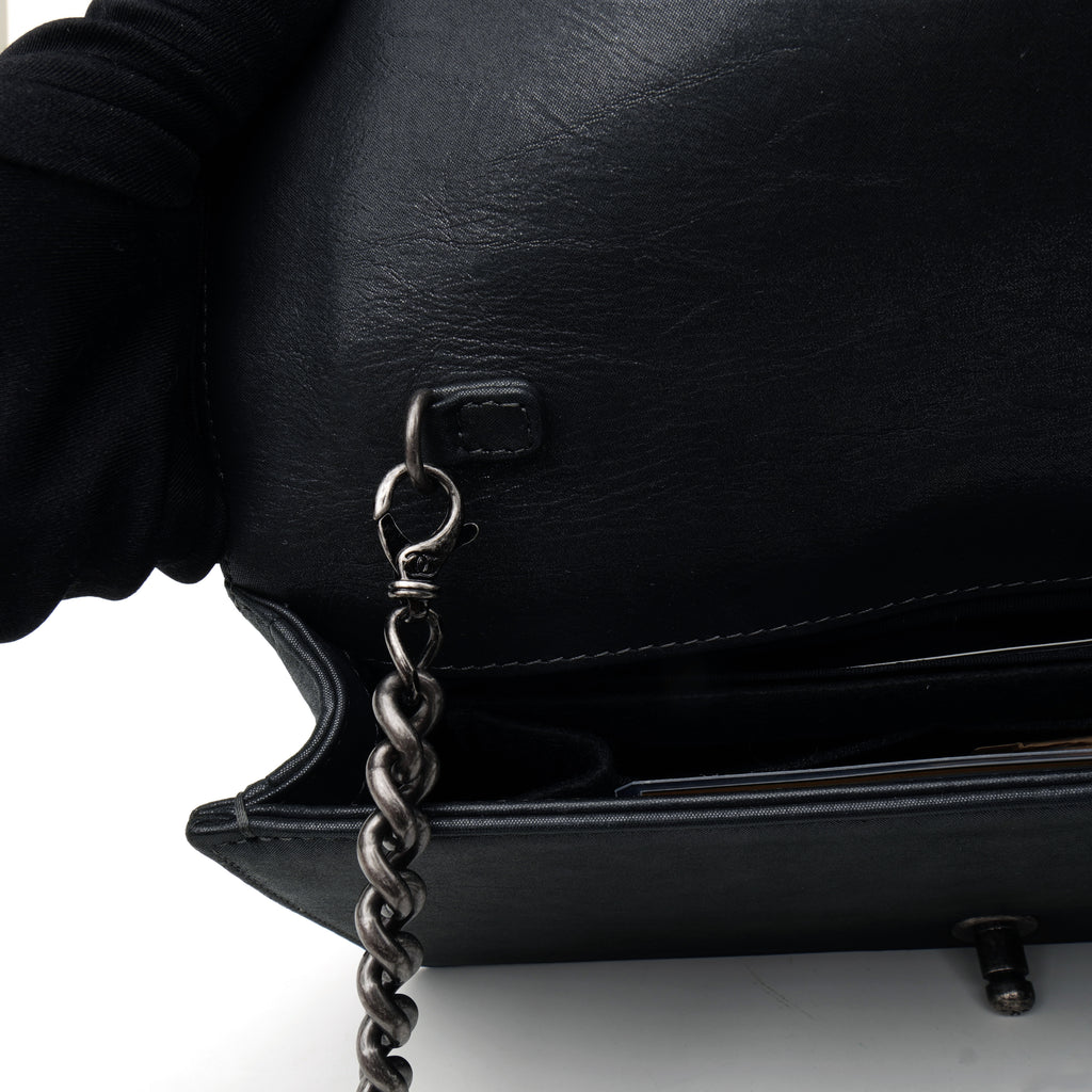 Chanel Boy Clutch with Chain Embellished Double Stitched Gray