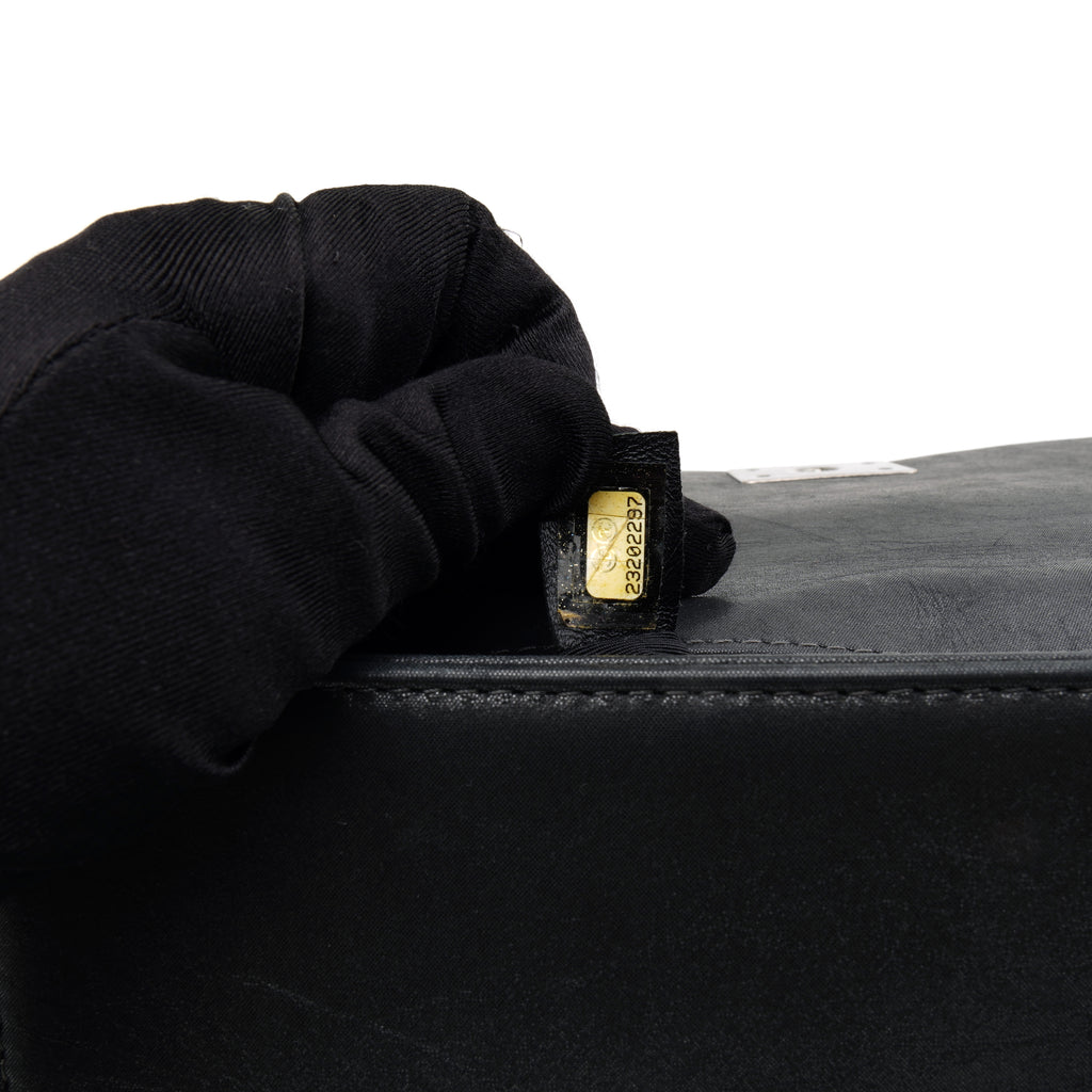 Chanel Boy Clutch with Chain Embellished Double Stitched Gray