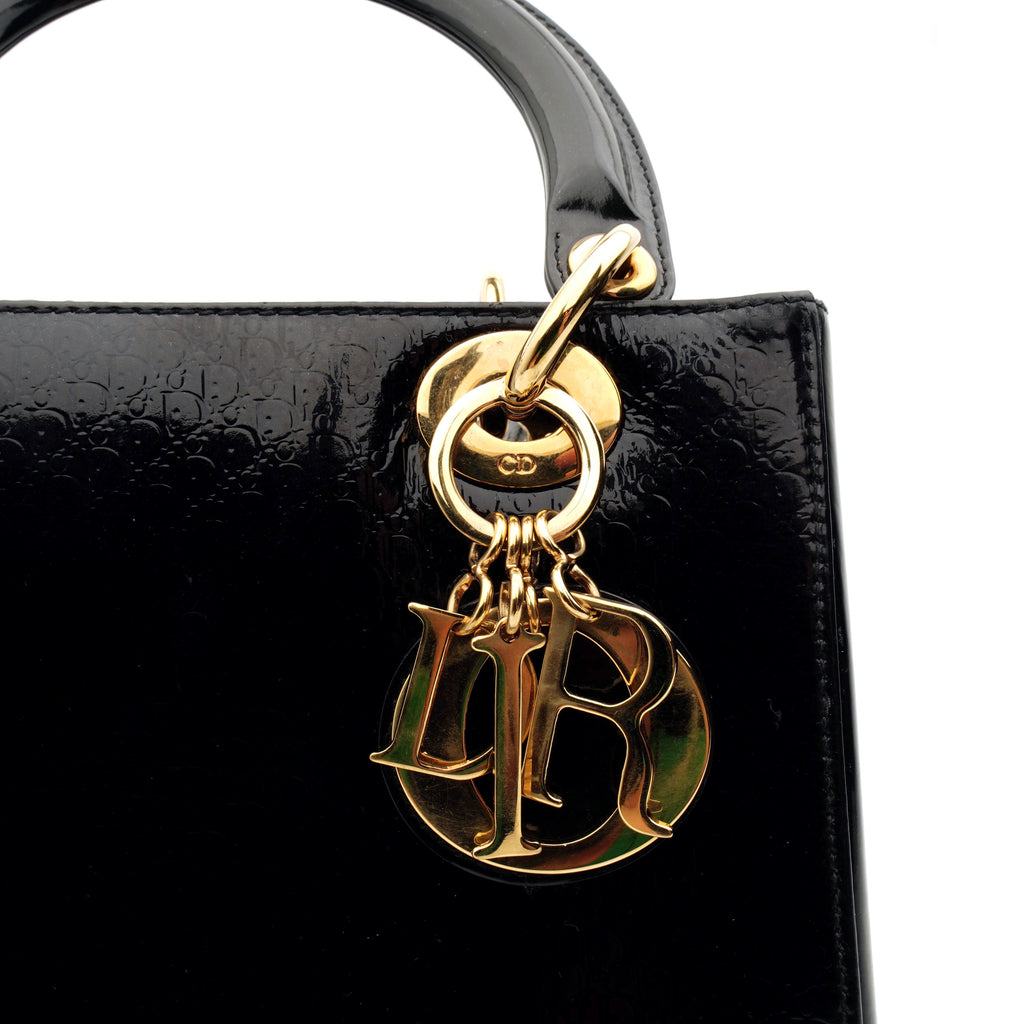 Lady Dior Medium Debossed Monogram Patent