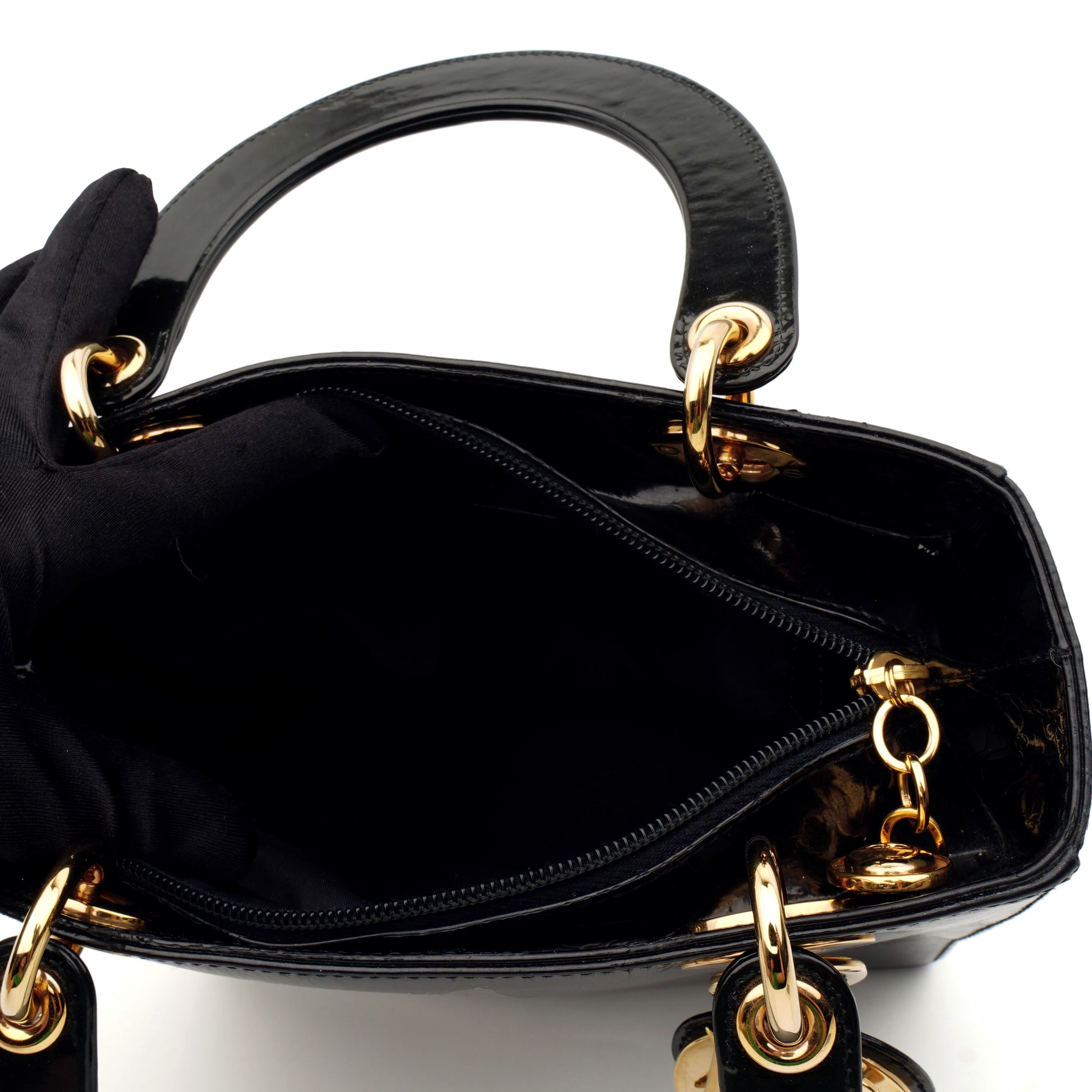 Lady Dior Medium Debossed Monogram Patent