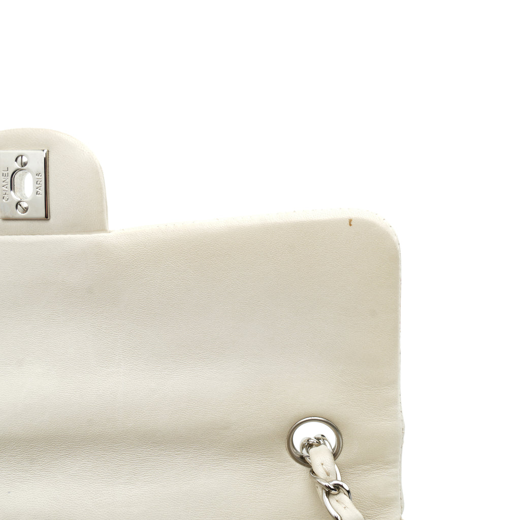 Chanel East West Single Flap Lambskin Off White SHW