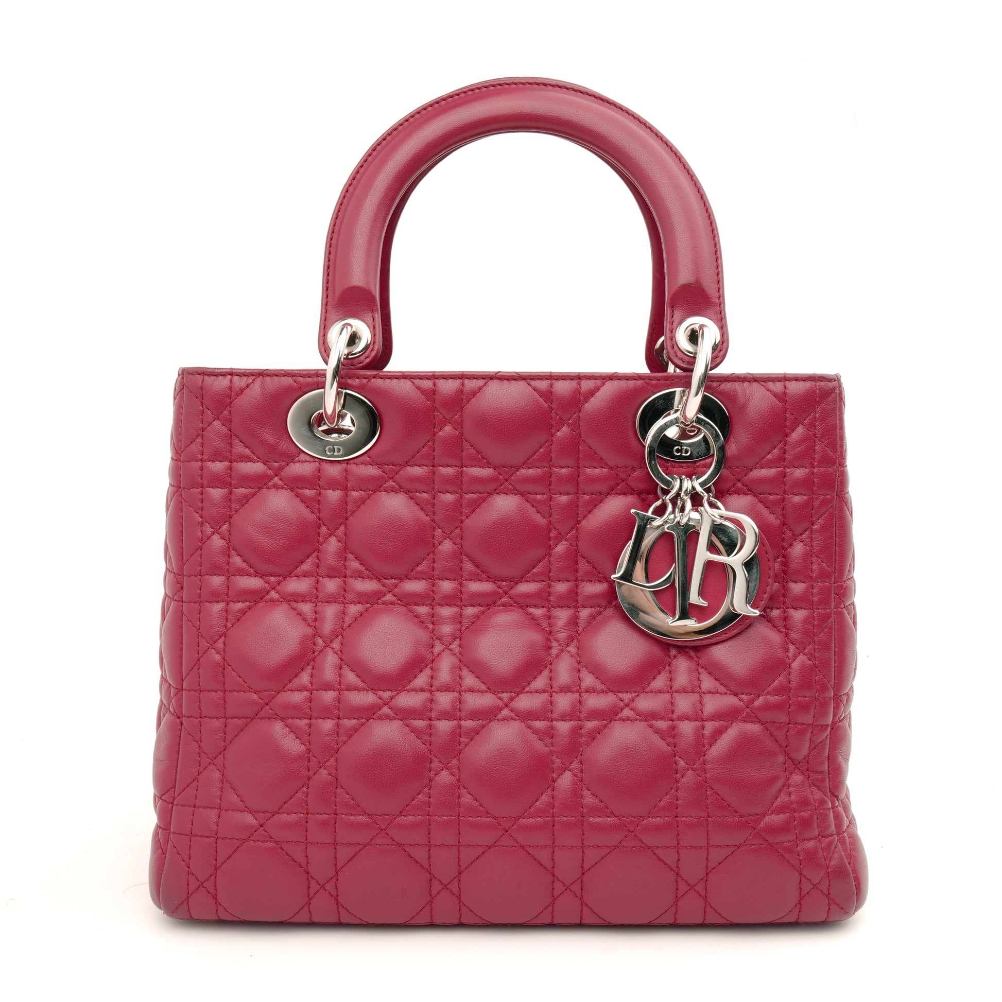 Dior Lady Dior Medium Lambskin Fuchsia Pink SHW