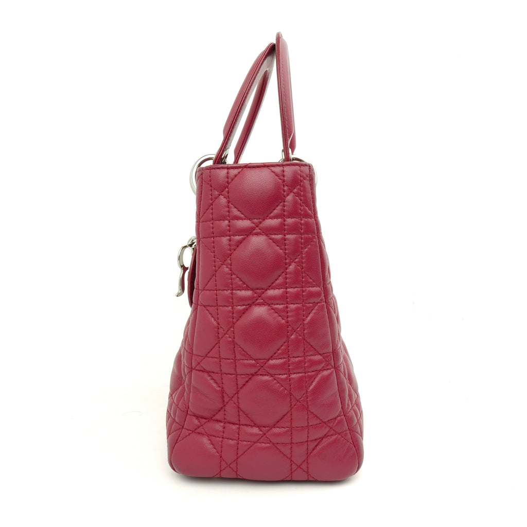 Dior Lady Dior Medium Lambskin Fuchsia Pink SHW