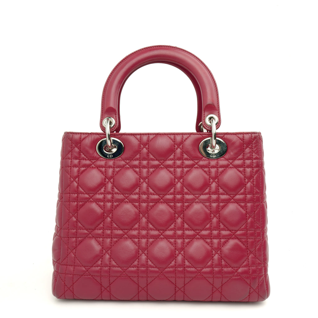 Dior Lady Dior Medium Lambskin Fuchsia Pink SHW