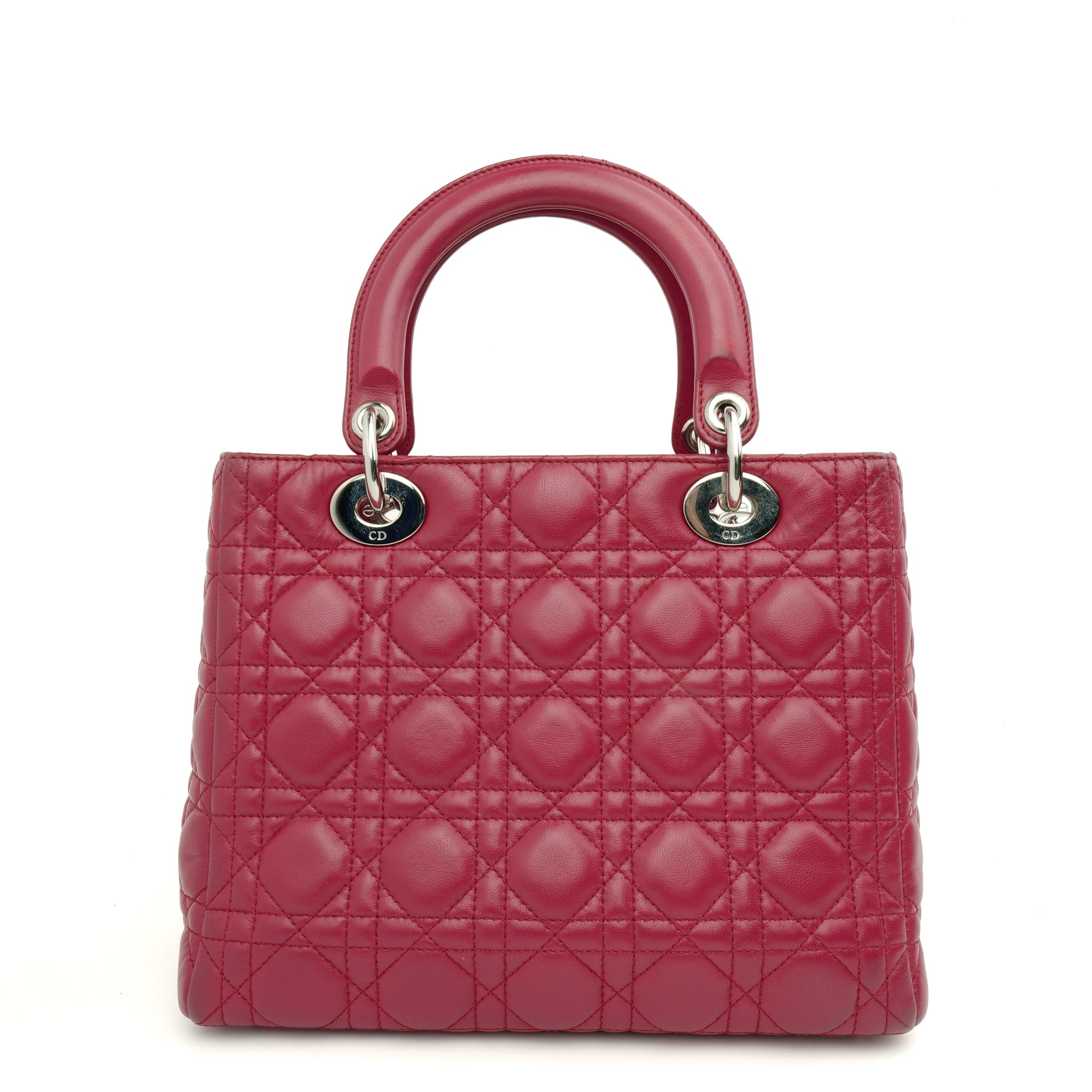 Dior Lady Dior Medium Lambskin Fuchsia Pink SHW