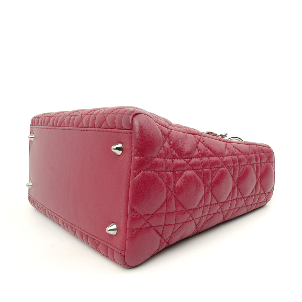 Dior Lady Dior Medium Lambskin Fuchsia Pink SHW