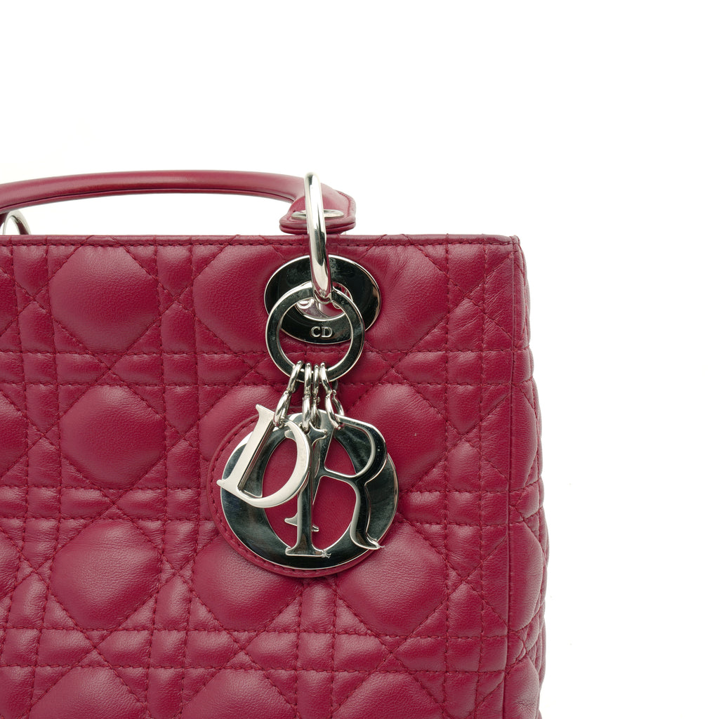 Dior Lady Dior Medium Lambskin Fuchsia Pink SHW