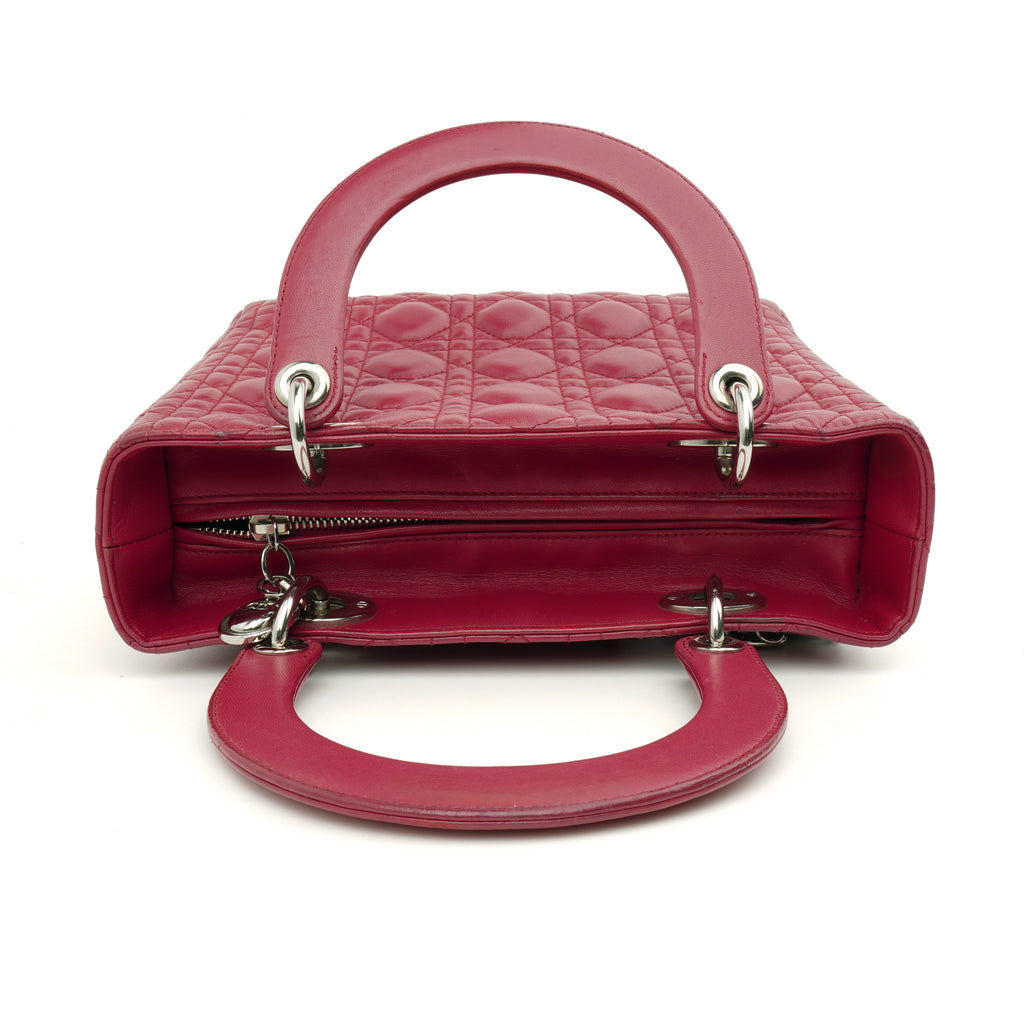 Dior Lady Dior Medium Lambskin Fuchsia Pink SHW