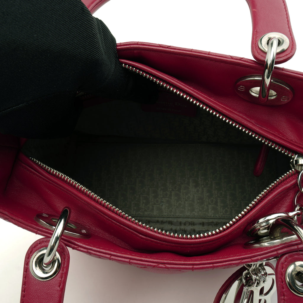 Dior Lady Dior Medium Lambskin Fuchsia Pink SHW