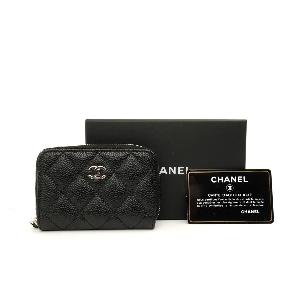 Chanel Zipped Card Case Caviar Black SHW