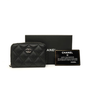 Chanel Zipped Card Case Caviar Black SHW