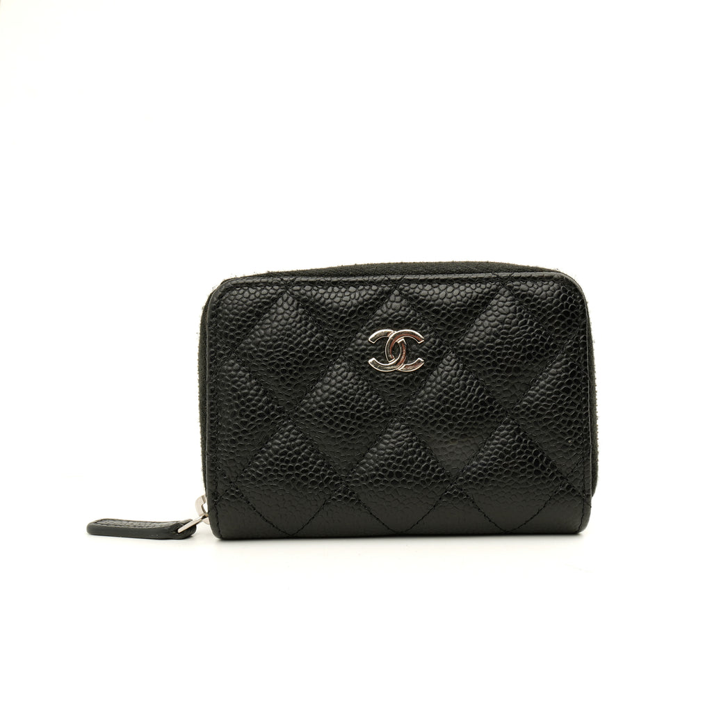 Chanel Zipped Card Case Caviar Black SHW