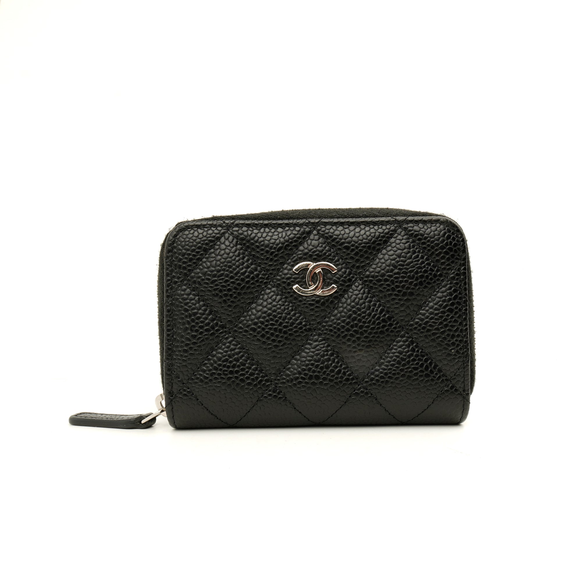 Chanel Zipped Card Case Caviar Black SHW