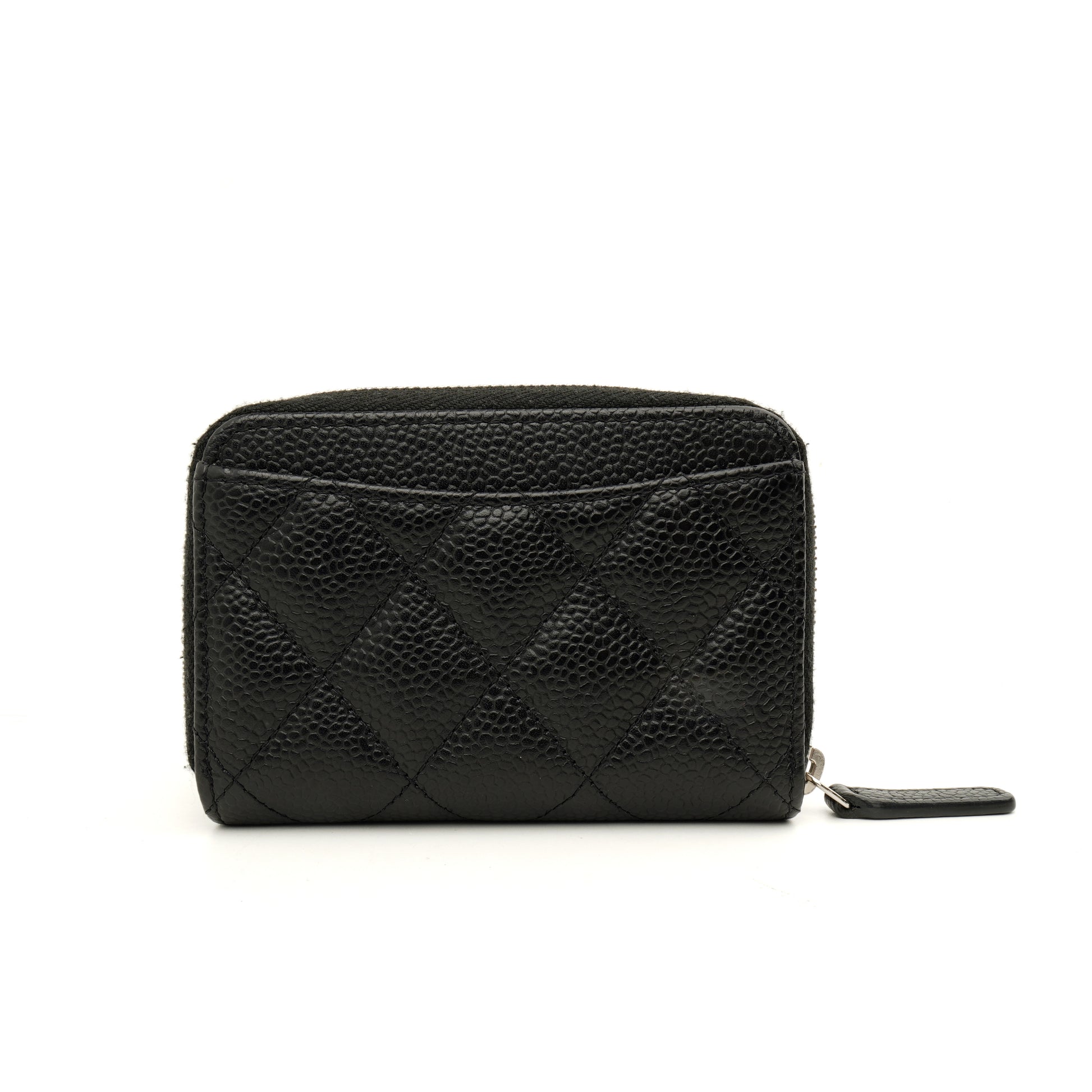 Chanel Zipped Card Case Caviar Black SHW