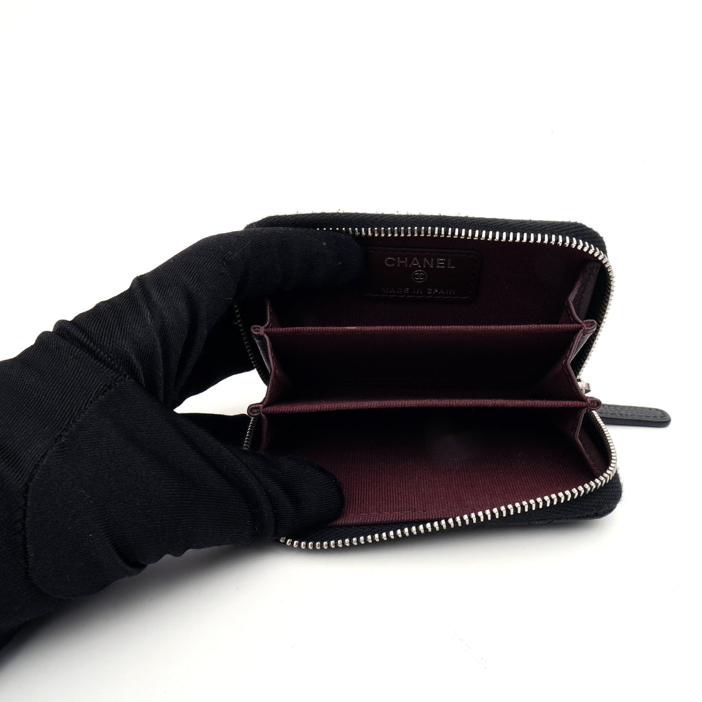 Chanel Zipped Card Case Caviar Black SHW