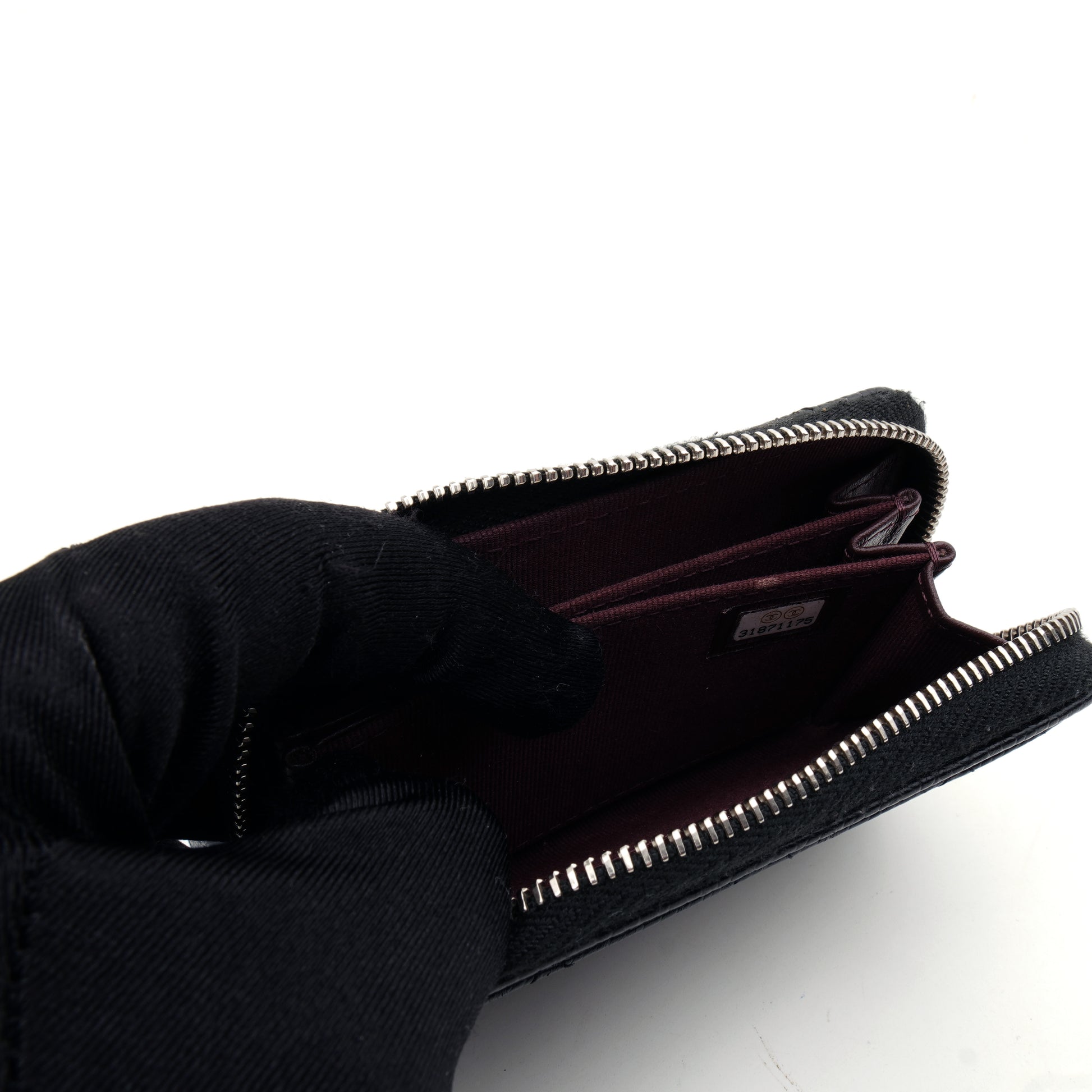 Chanel Zipped Card Case Caviar Black SHW