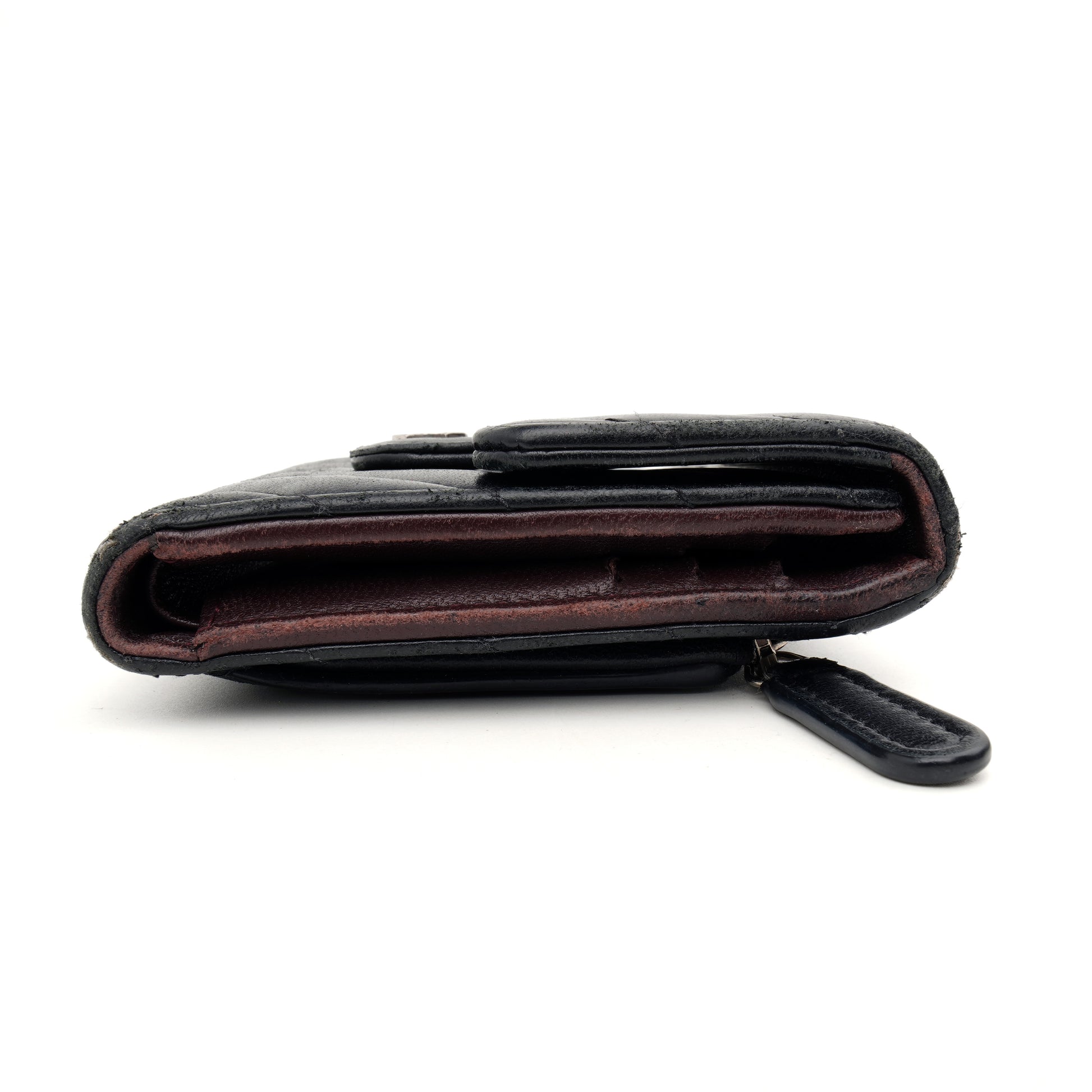 Chanel Trifold Chevron Wallet Black SHW