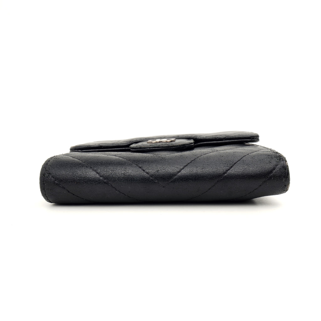 Chanel Trifold Chevron Wallet Black SHW