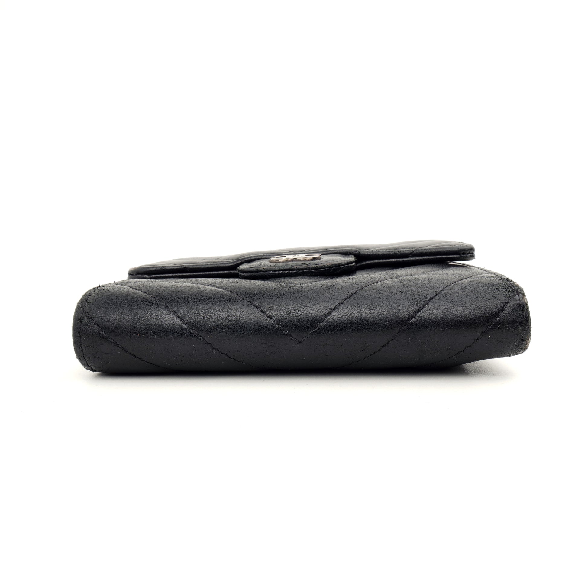 Chanel Trifold Chevron Wallet Black SHW