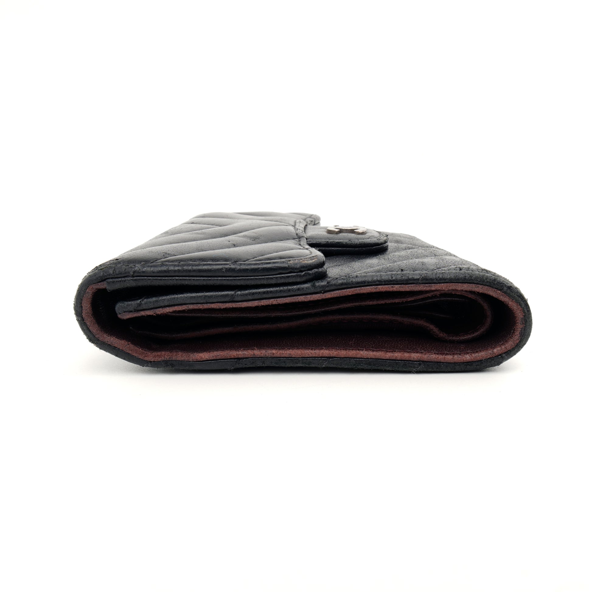 Chanel Trifold Chevron Wallet Black SHW