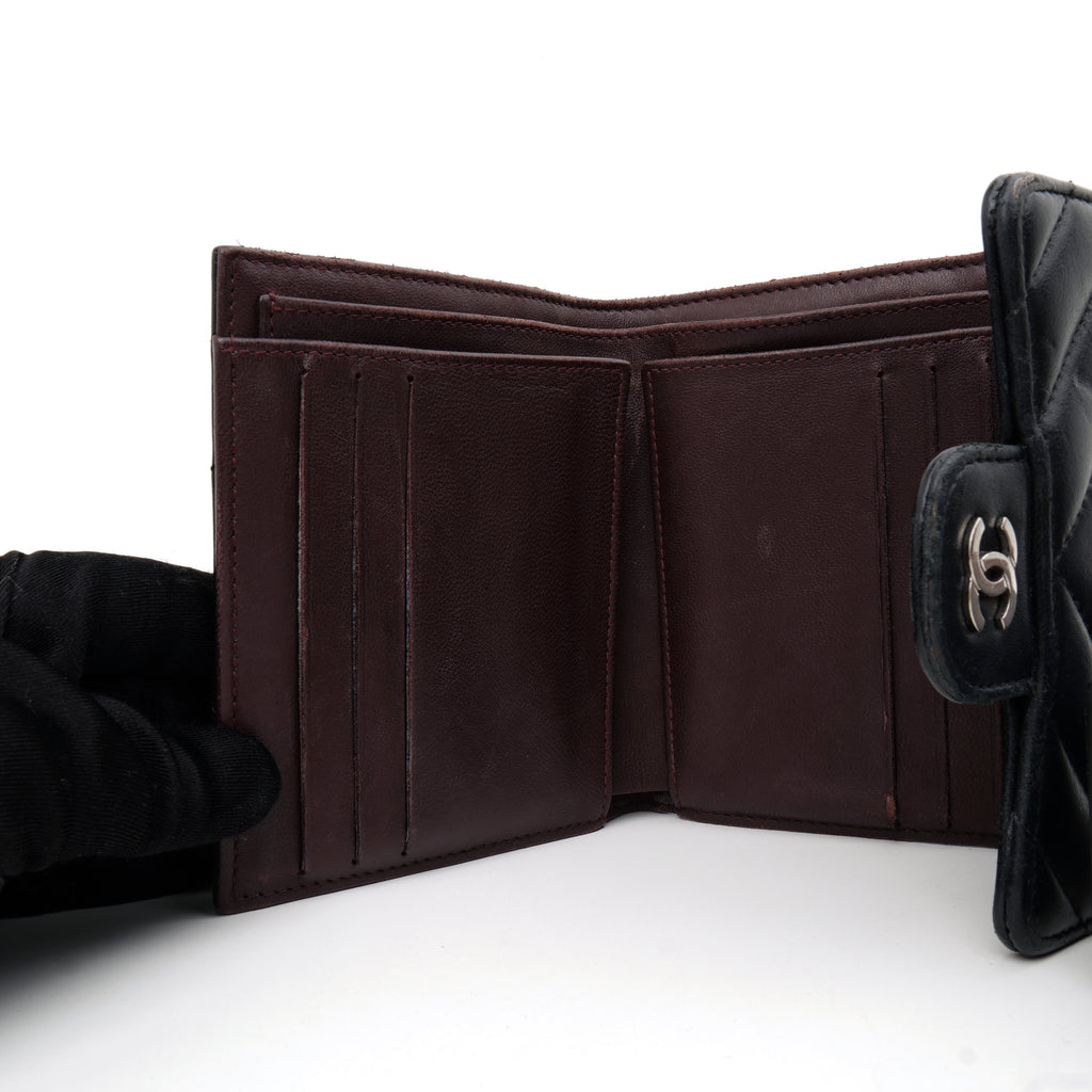 Chanel Trifold Chevron Wallet Black SHW