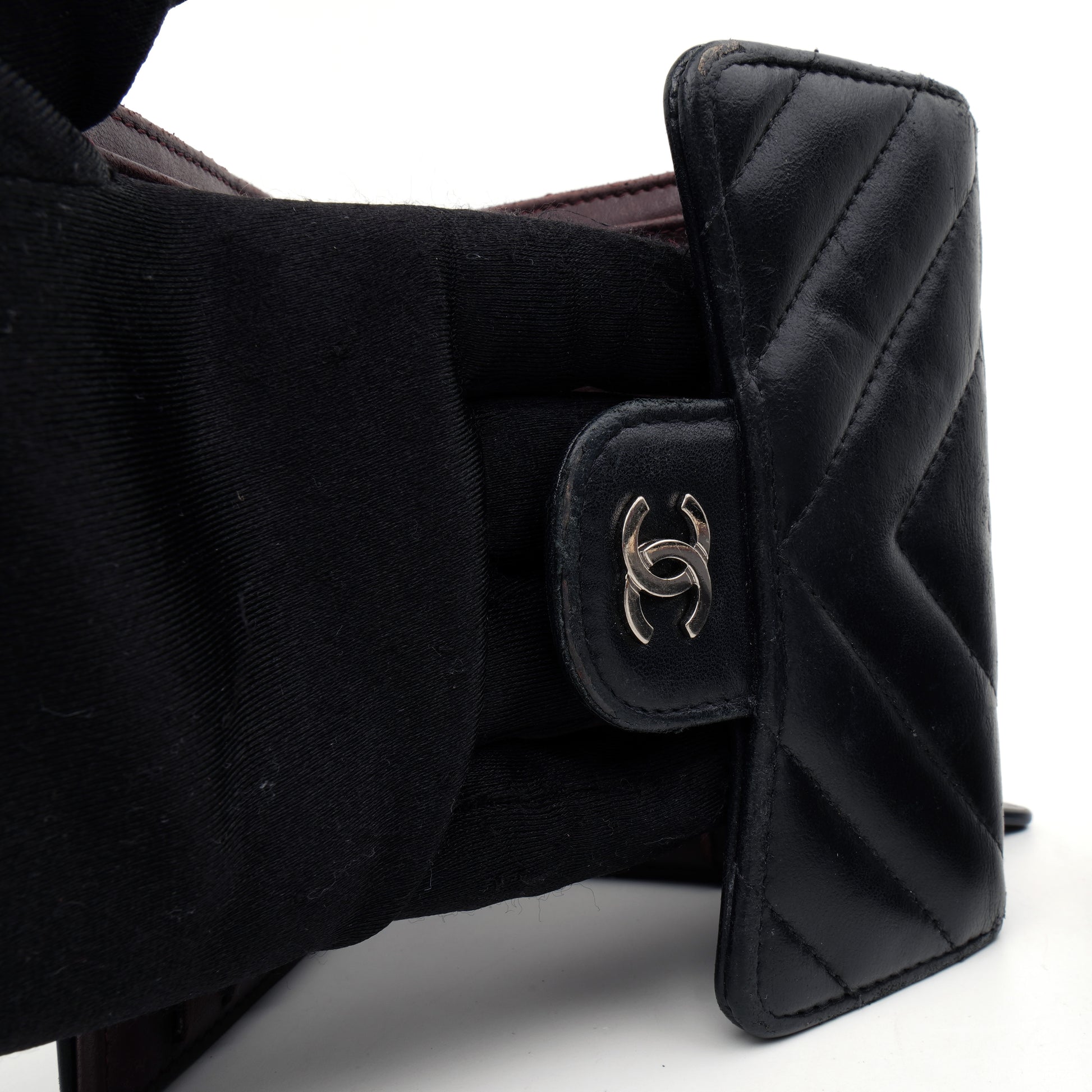 Chanel Trifold Chevron Wallet Black SHW