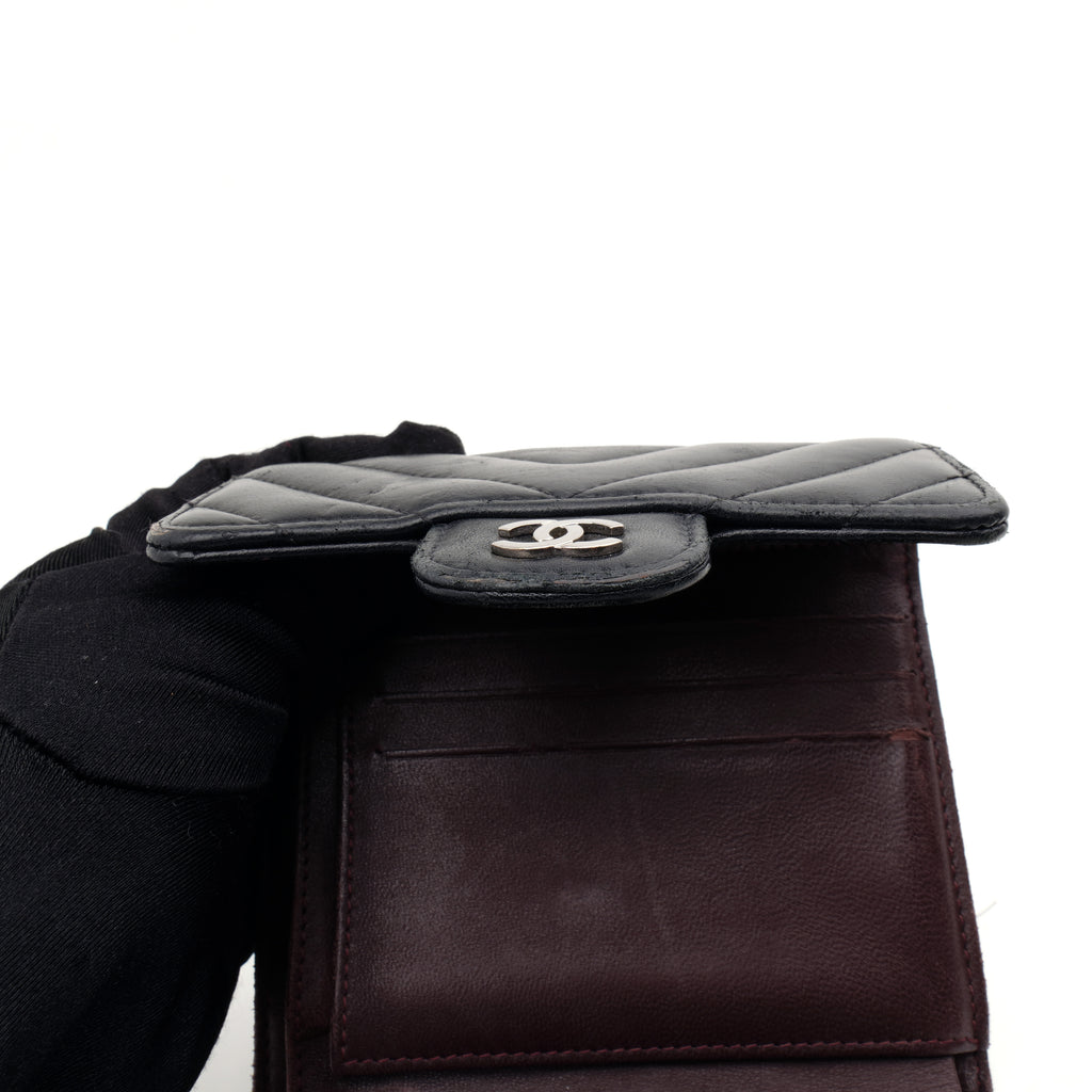 Chanel Trifold Chevron Wallet Black SHW