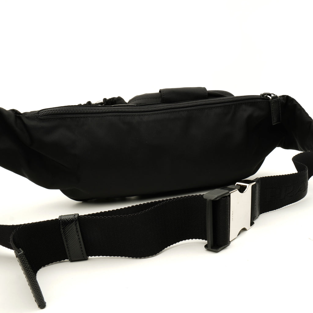 Prada Nylon Metal Triple Pocket Belt Bag Black