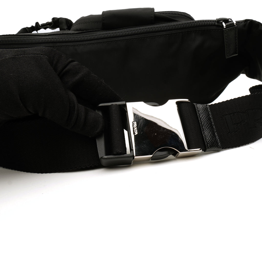 Prada Nylon Metal Triple Pocket Belt Bag Black