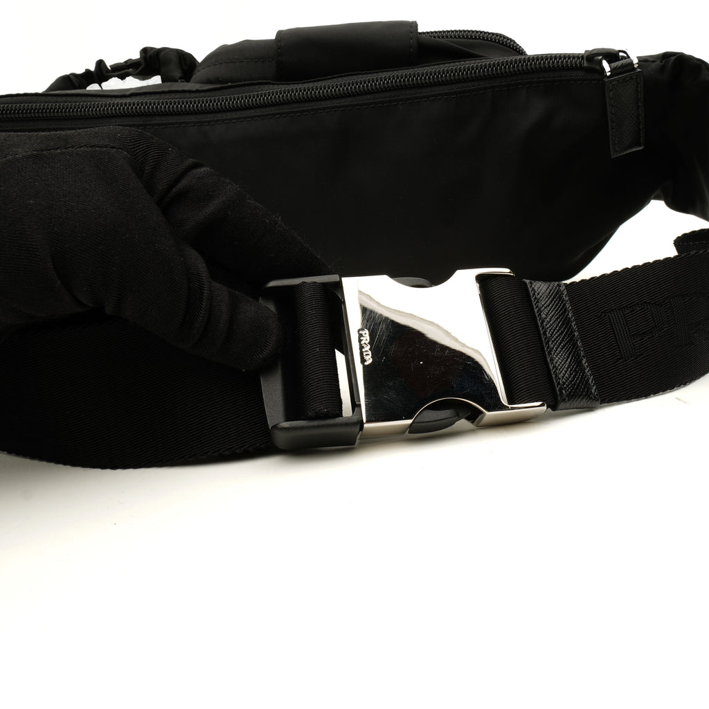 Prada Nylon Metal Triple Pocket Belt Bag Black