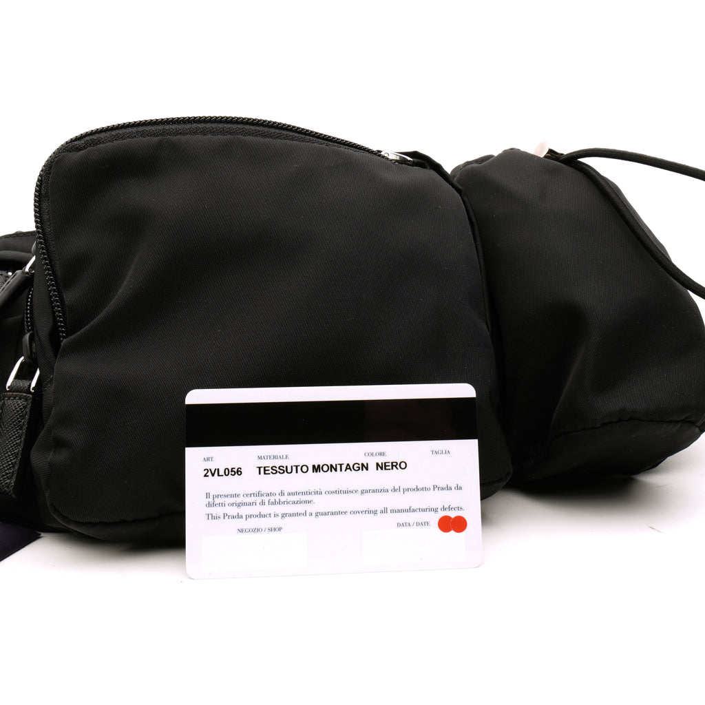 Prada Nylon Metal Triple Pocket Belt Bag Black