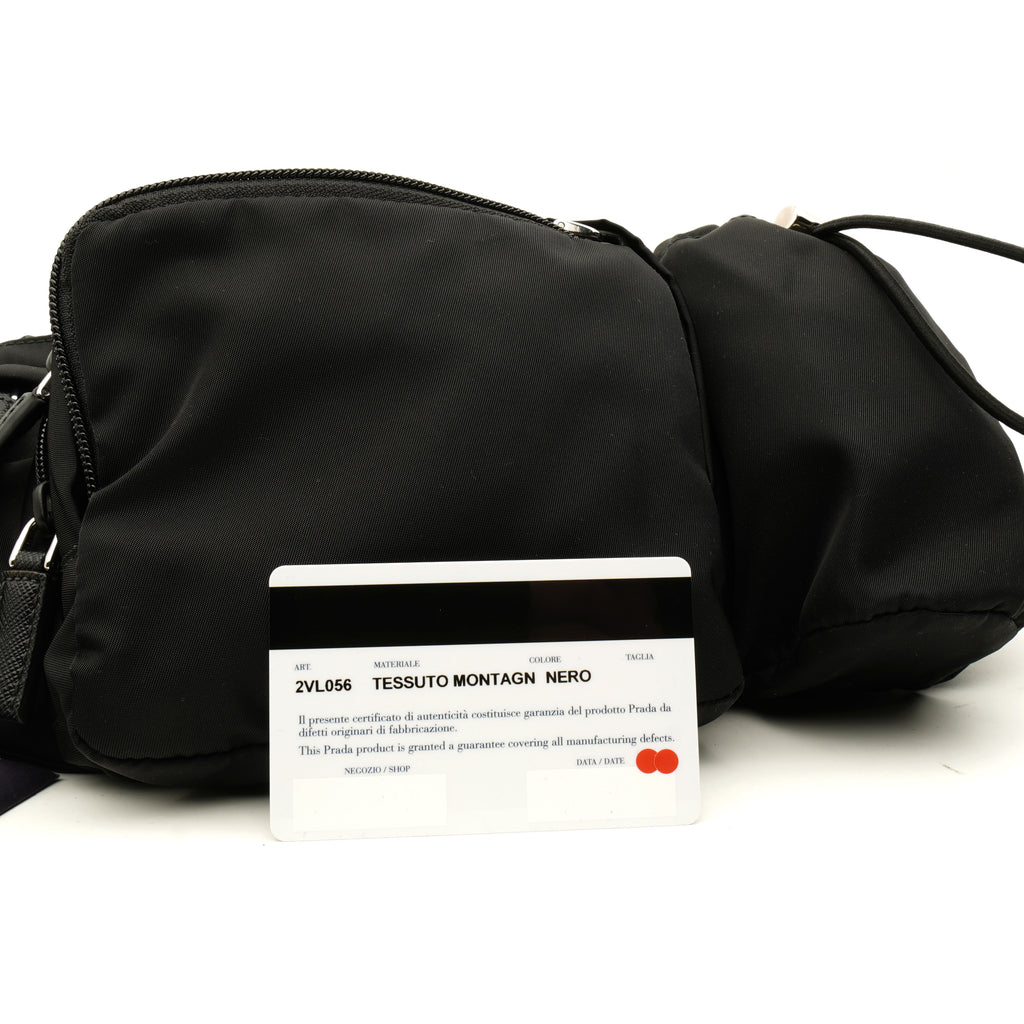 Prada Nylon Metal Triple Pocket Belt Bag Black