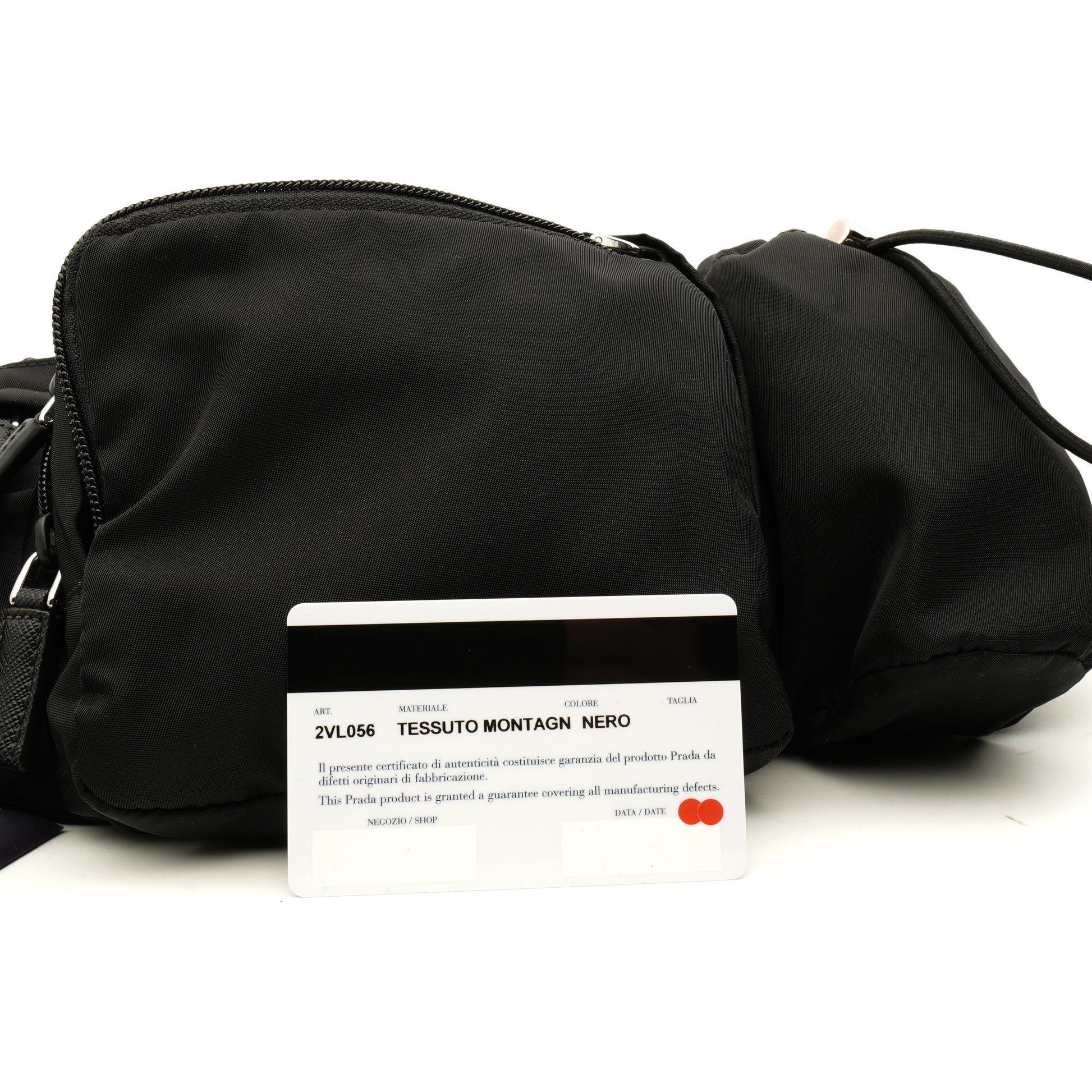 Prada Nylon Metal Triple Pocket Belt Bag Black