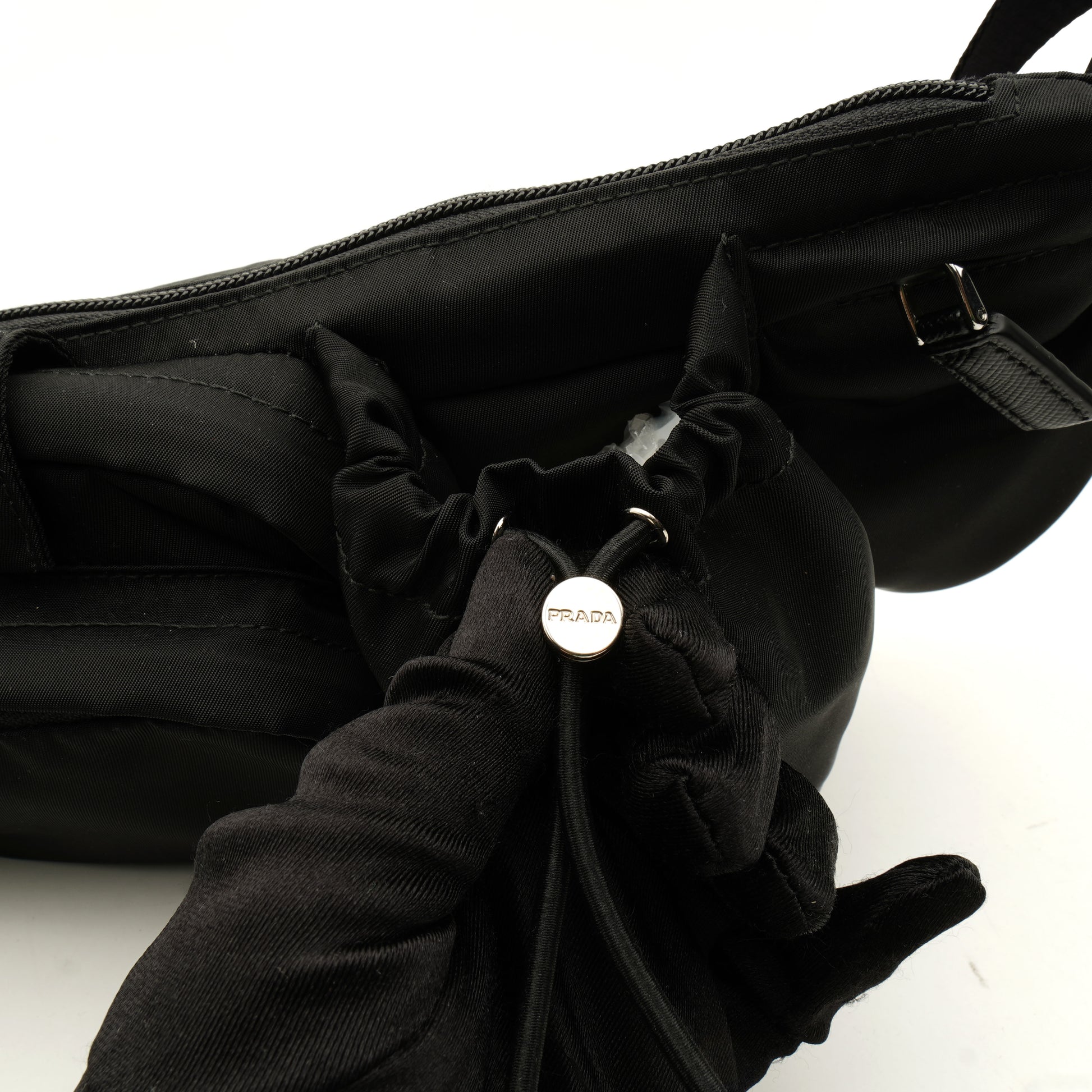 Prada Nylon Metal Triple Pocket Belt Bag Black
